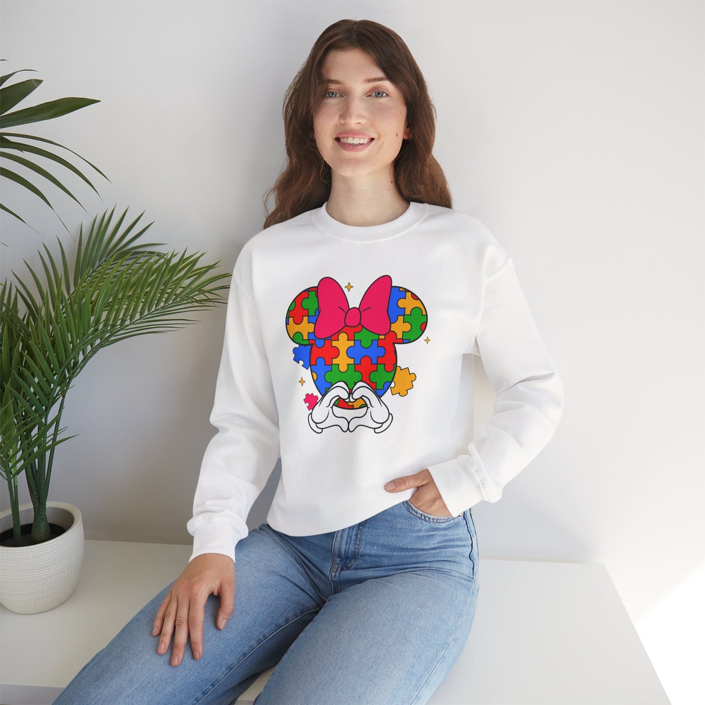 Autism Puzzle Minnie Crewneck Sweatshirt