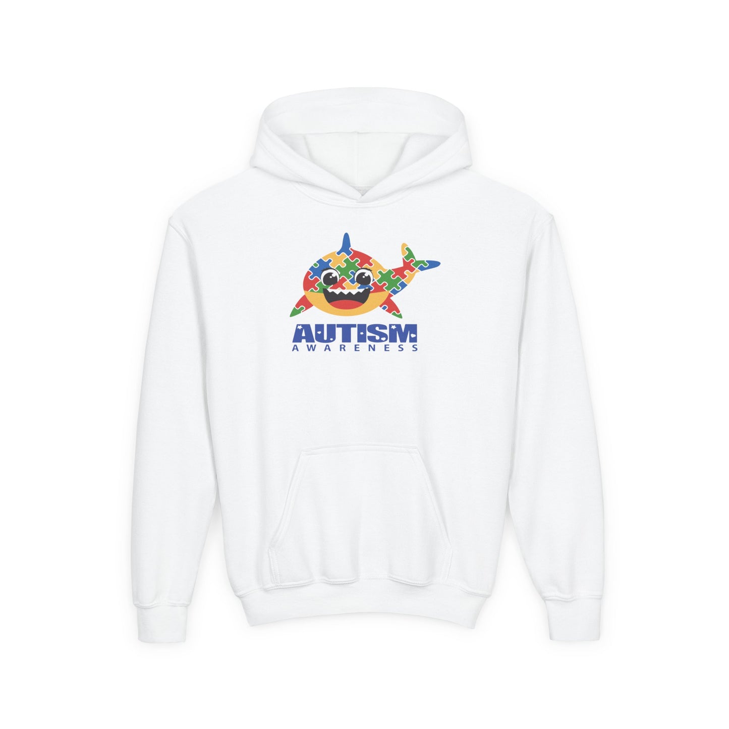 Autism Awareness Youth Hoodie - Colorful Shark Design