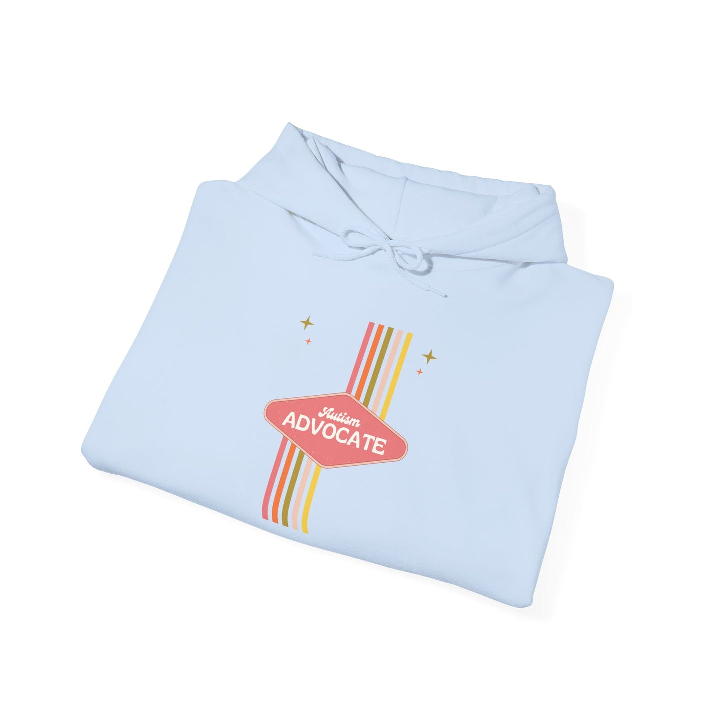 Autism Advocate Retro Stripe Hoodie — 'Advocate' Graphic Pullover