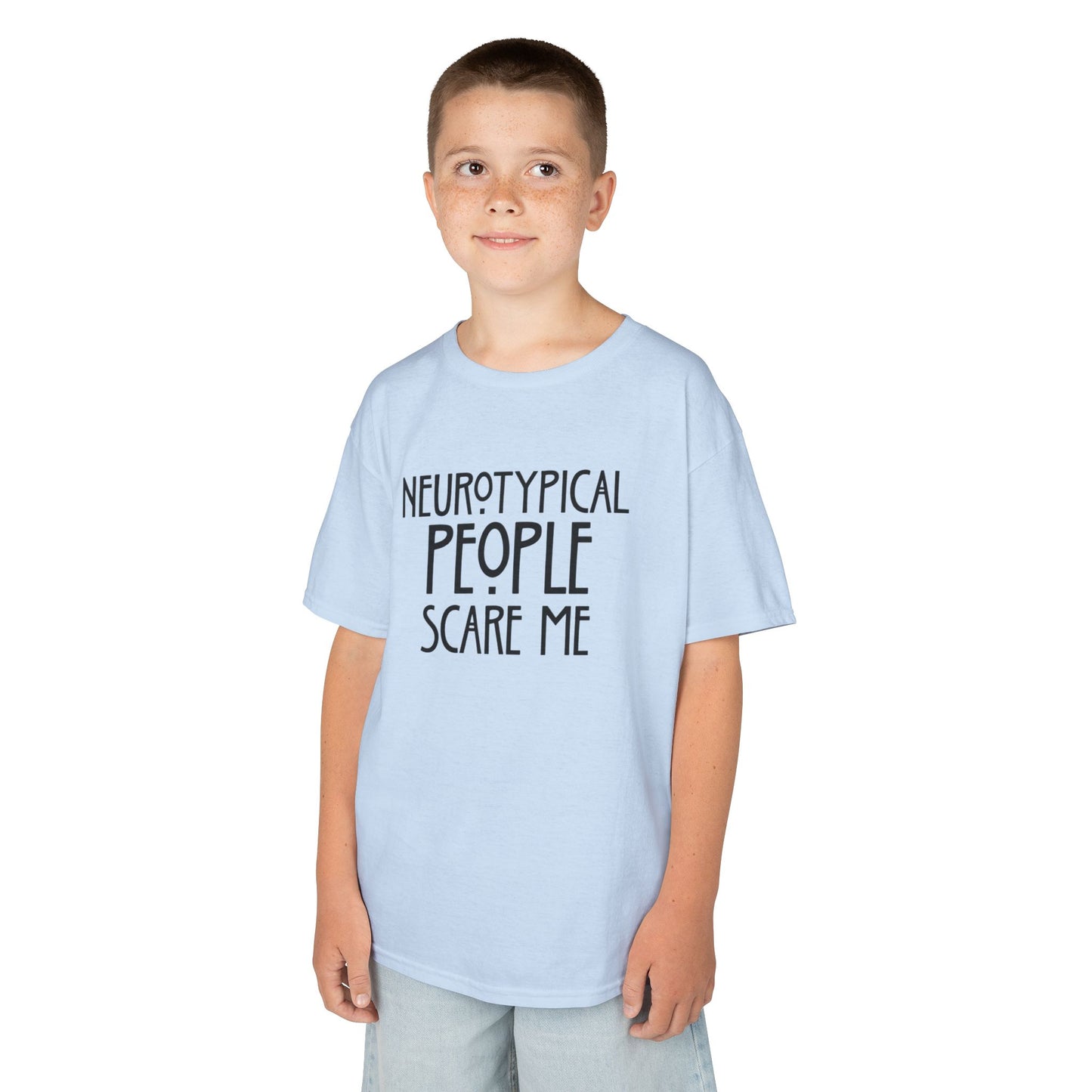 Kids Tee — "Neurotypical People Scare Me" Humor Autism Awareness Shirt