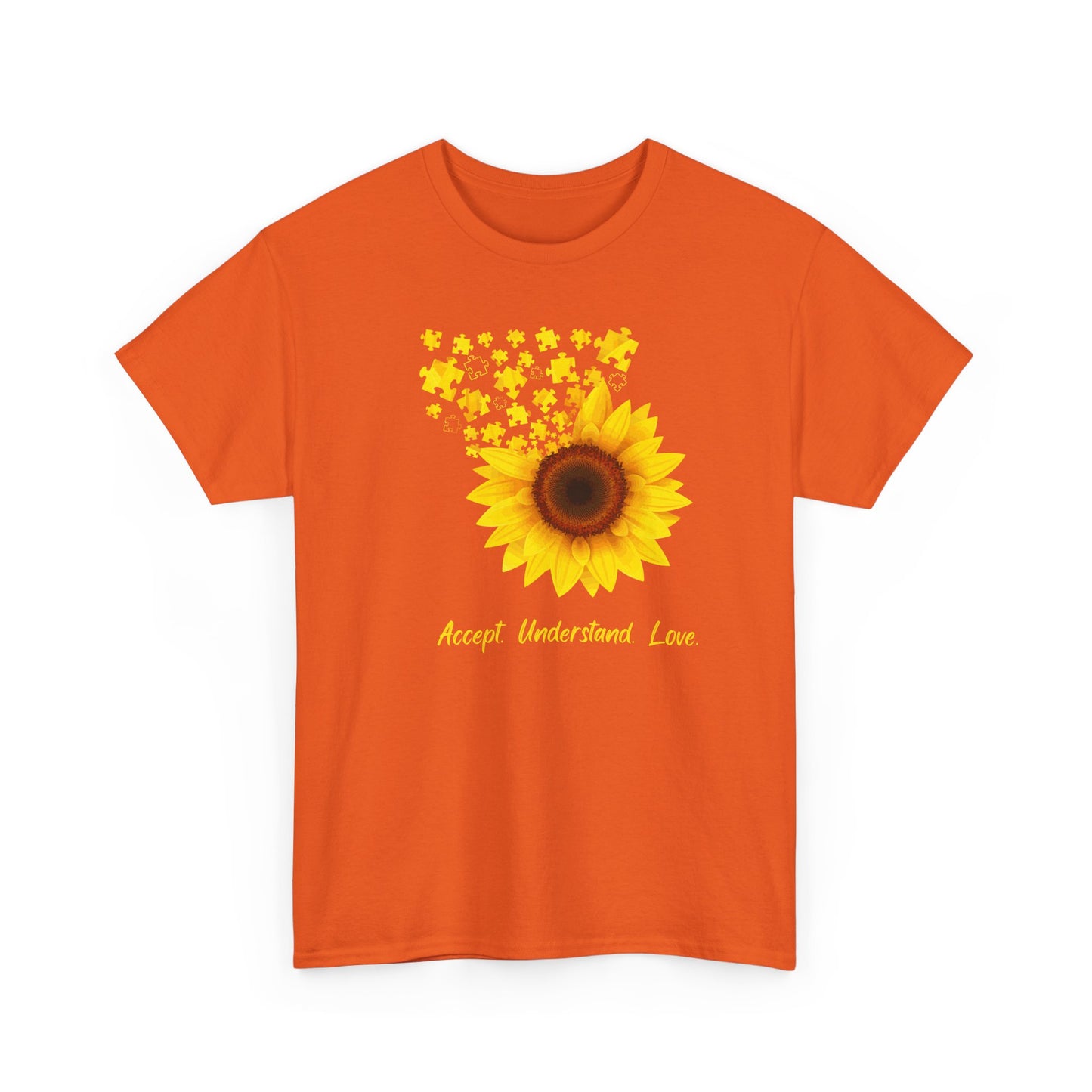 Sunflower Love Unisex Heavy Cotton Tee - Accept Understand Love Shirt