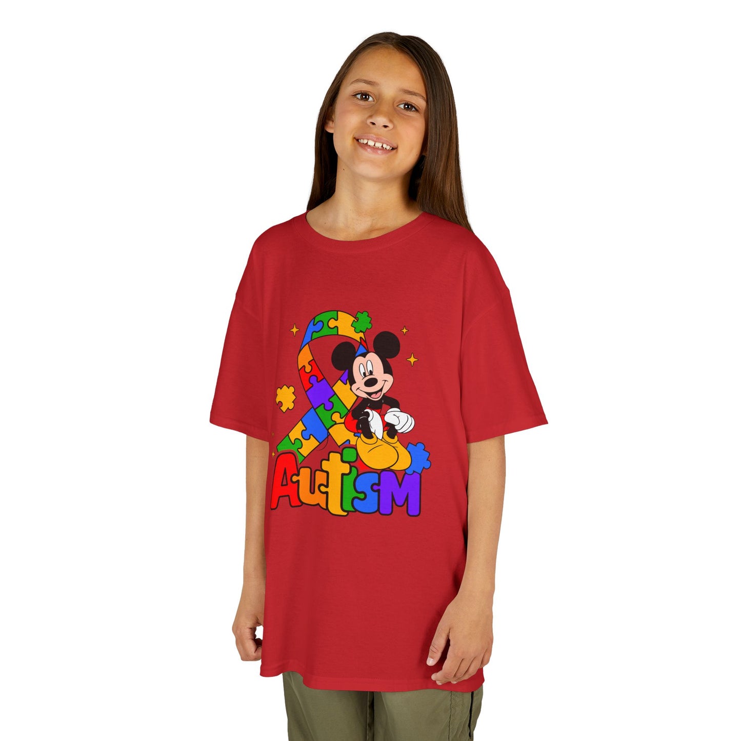 Kids Autism Awareness T-Shirt — Colorful Puzzle Ribbon Design
