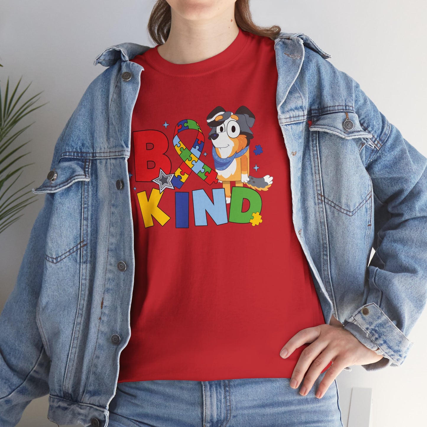 Be Kind Bluey Family T-Shirt — Colorful Rainbow Letters with Cute Design
