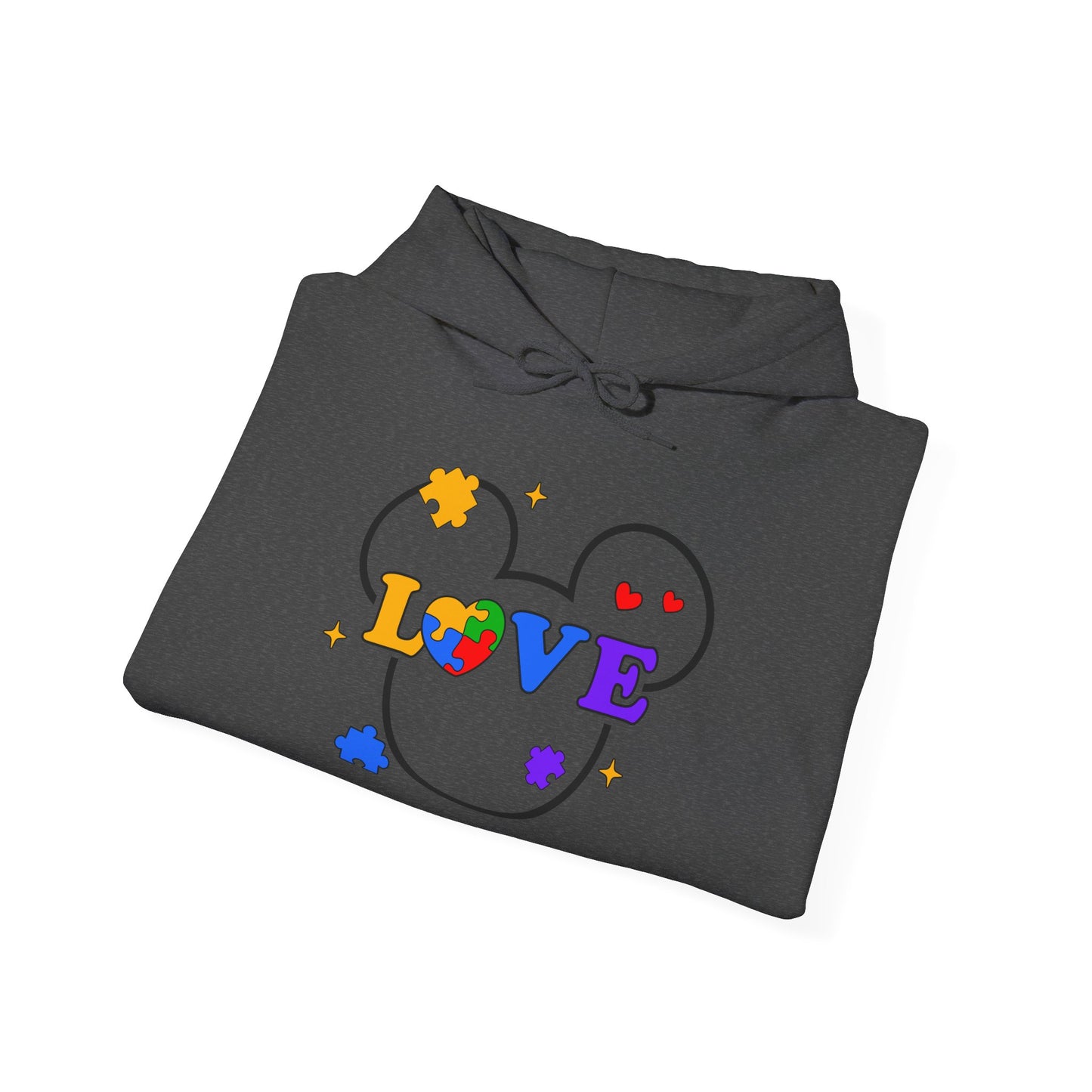 Love Puzzle Heart Hoodie — Autism Awareness Rainbow Puzzle Pieces Love Sweatshirt