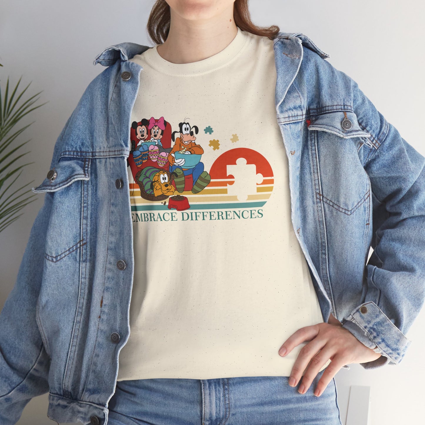 T-Shirt — 'Embrace Differences' Retro Rainbow Autism Awareness Tee