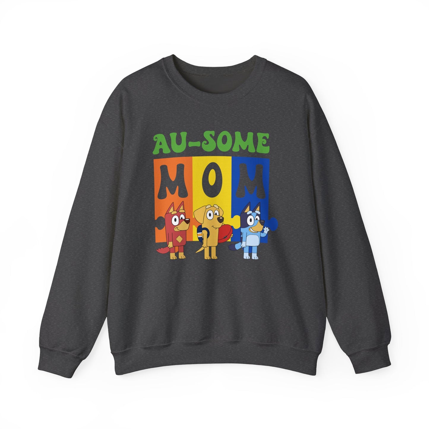 Au-some Mom Sweatshirt — Colorful Kids’ Puzzle Dog Mom Gift