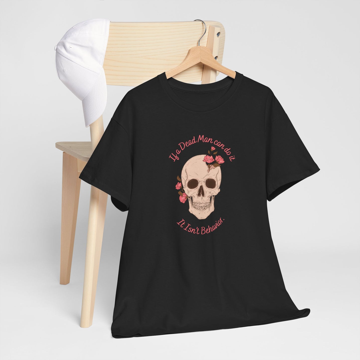 Skull & Roses Unisex Heavy Cotton Tee - Perfect for Halloween, Casual Wear, Gift for Friends, Skull Lovers, or Grunge Fashion