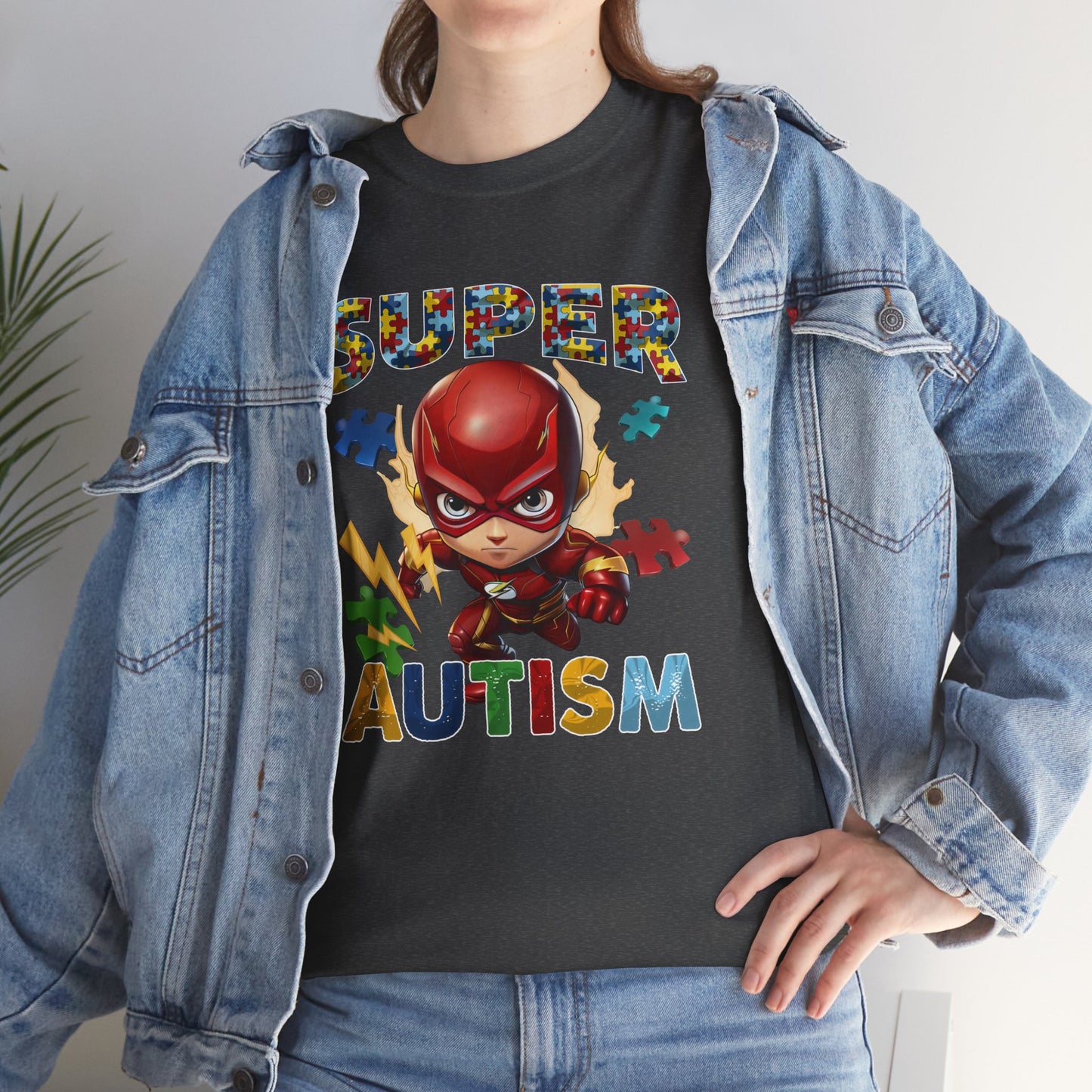 Autism Superhero T-Shirt — "Super Autism" Puzzle Piece Kids Tee