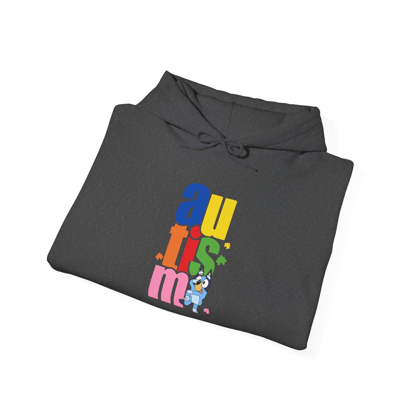 Autism Awareness Hoodie — Colorful Vertical “autism” Design