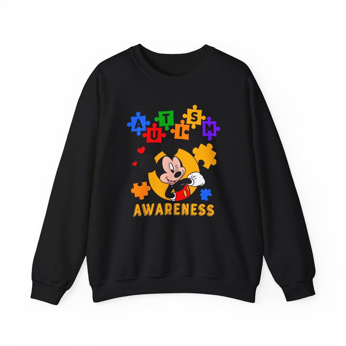 Autism Awareness Crewneck Sweatshirt — Puzzle Heart Character Design