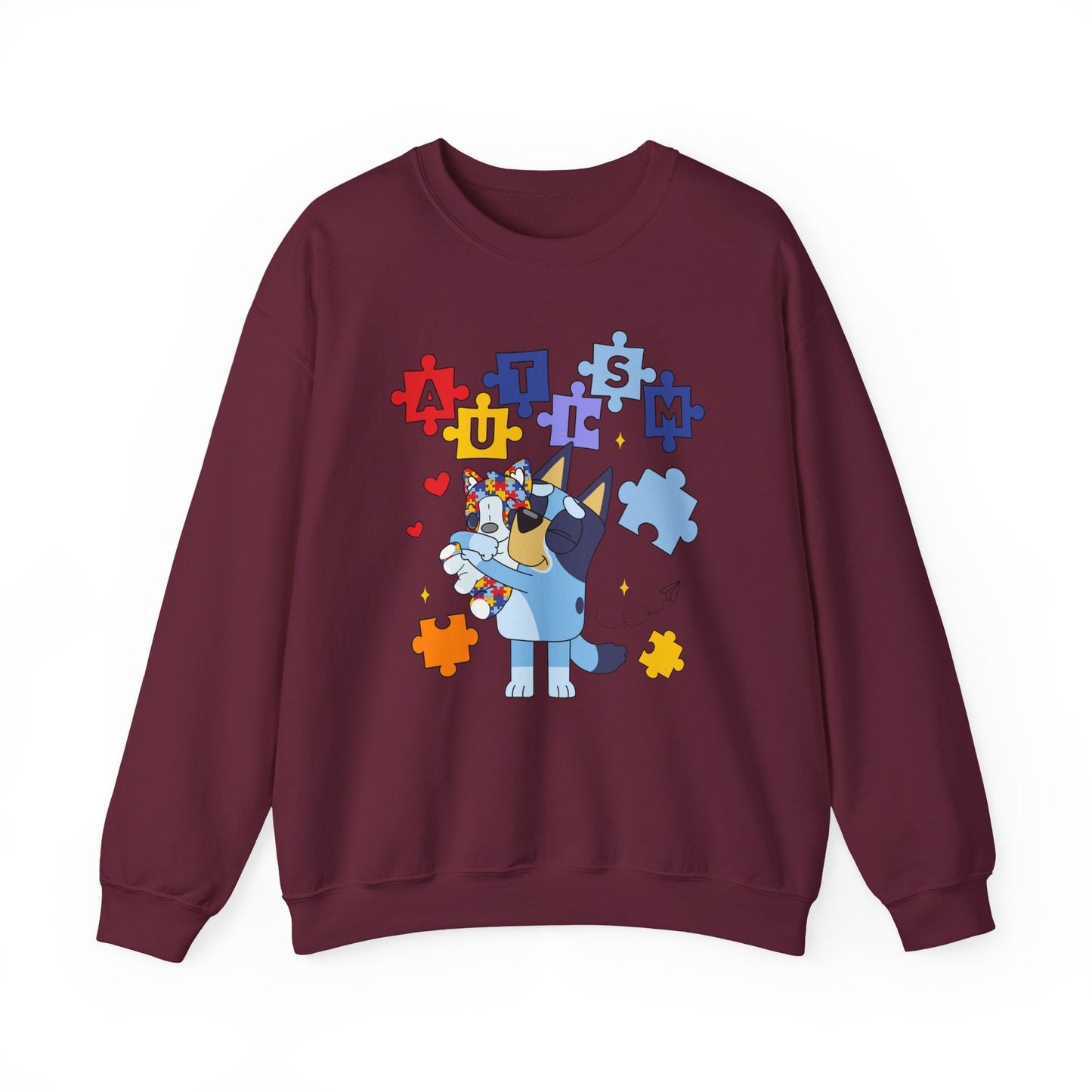 Autism Awareness Puzzle Bluey Paw Crewneck Sweatshirt