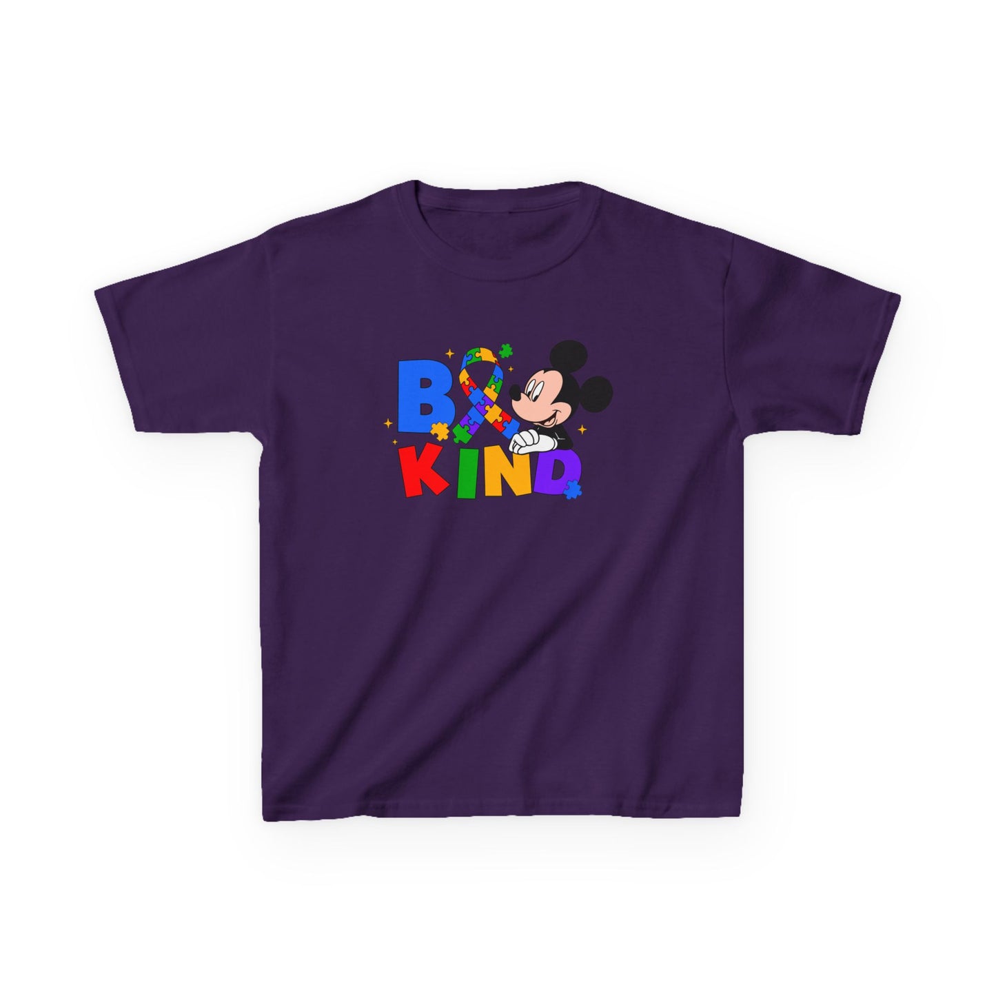 Kids Tee — "Be Kind" Rainbow Cartoon Character Graphic