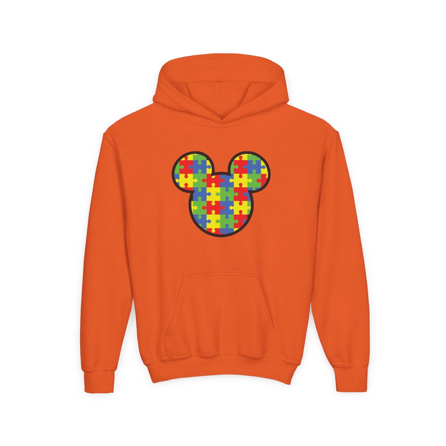 Colorful Puzzle Mickey Mouse Youth Hoodie - Perfect for Autism Awareness