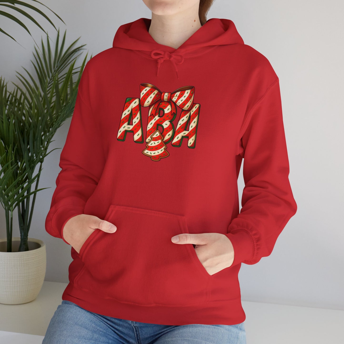 ABA Little Debbie Cake Candy Cane Gift Bow Graphic Holiday Sweatshirt Hoodie