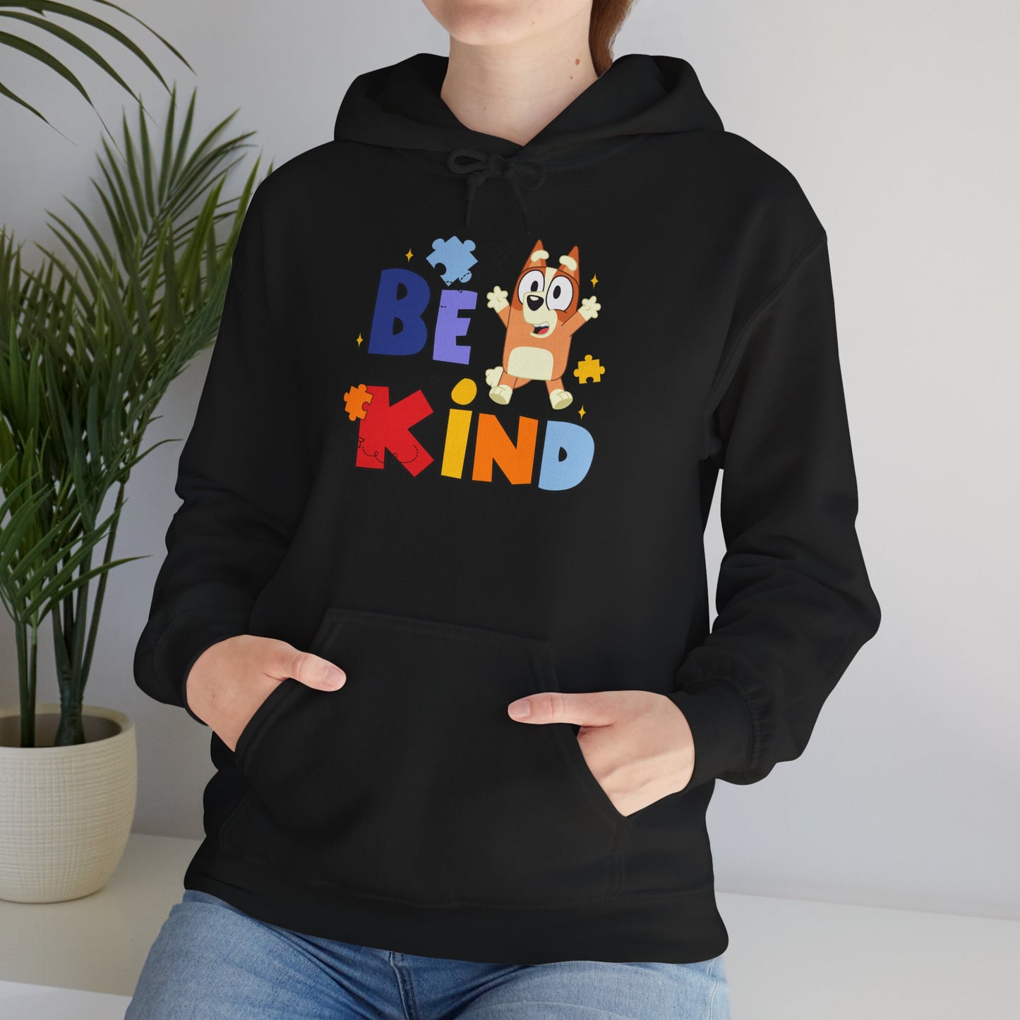 Be Kind Kids Hoodie – Colorful Cartoon Puppy Graphic Hoodie