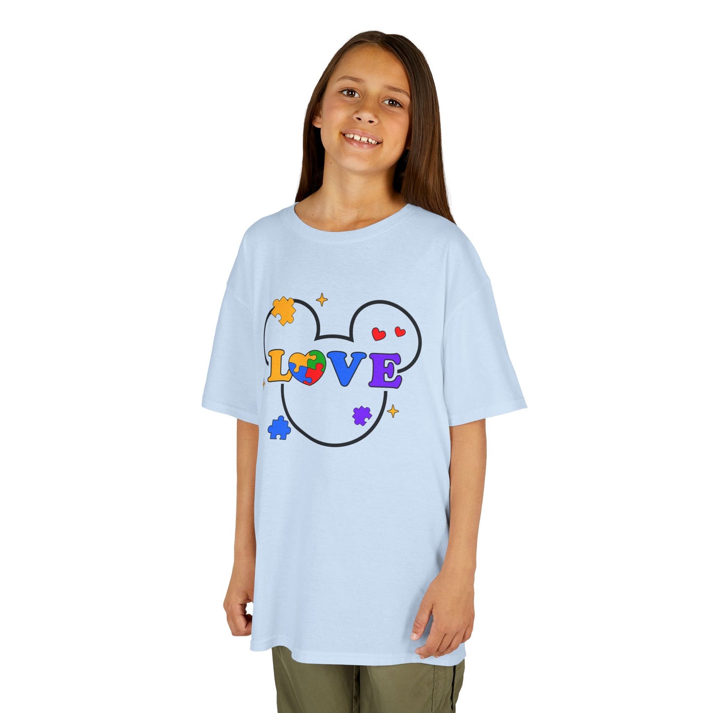 Kids Tee — Colorful Puzzle Heart "LOVE" Autism Awareness Shirt