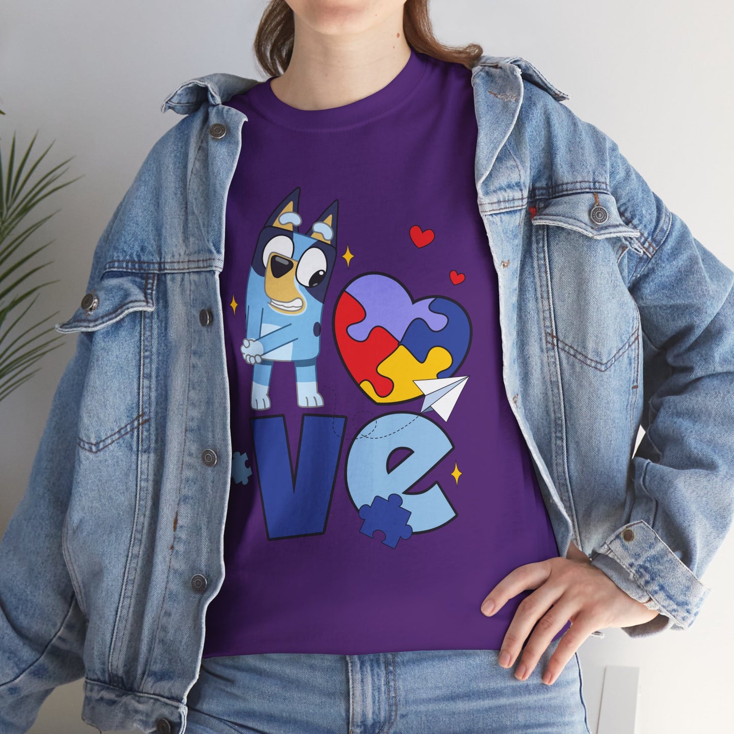Autism Awareness Love Tee - Puzzle Heart & Cartoon Character T-Shirt