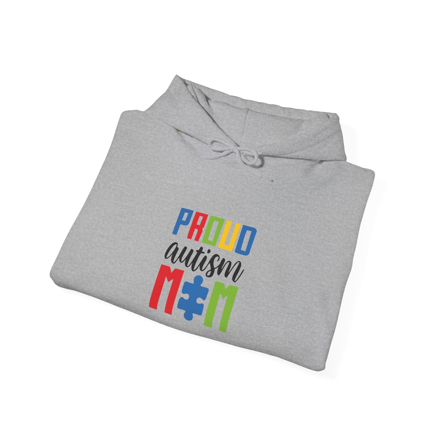Proud Autism Mom Hoodie — Colorful Puzzle Piece Awareness Sweatshirt