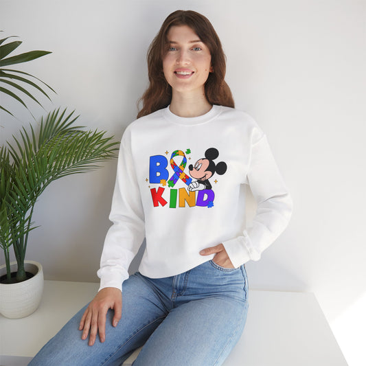 Be Kind Crewneck Sweatshirt - Colorful Awareness Ribbon Design