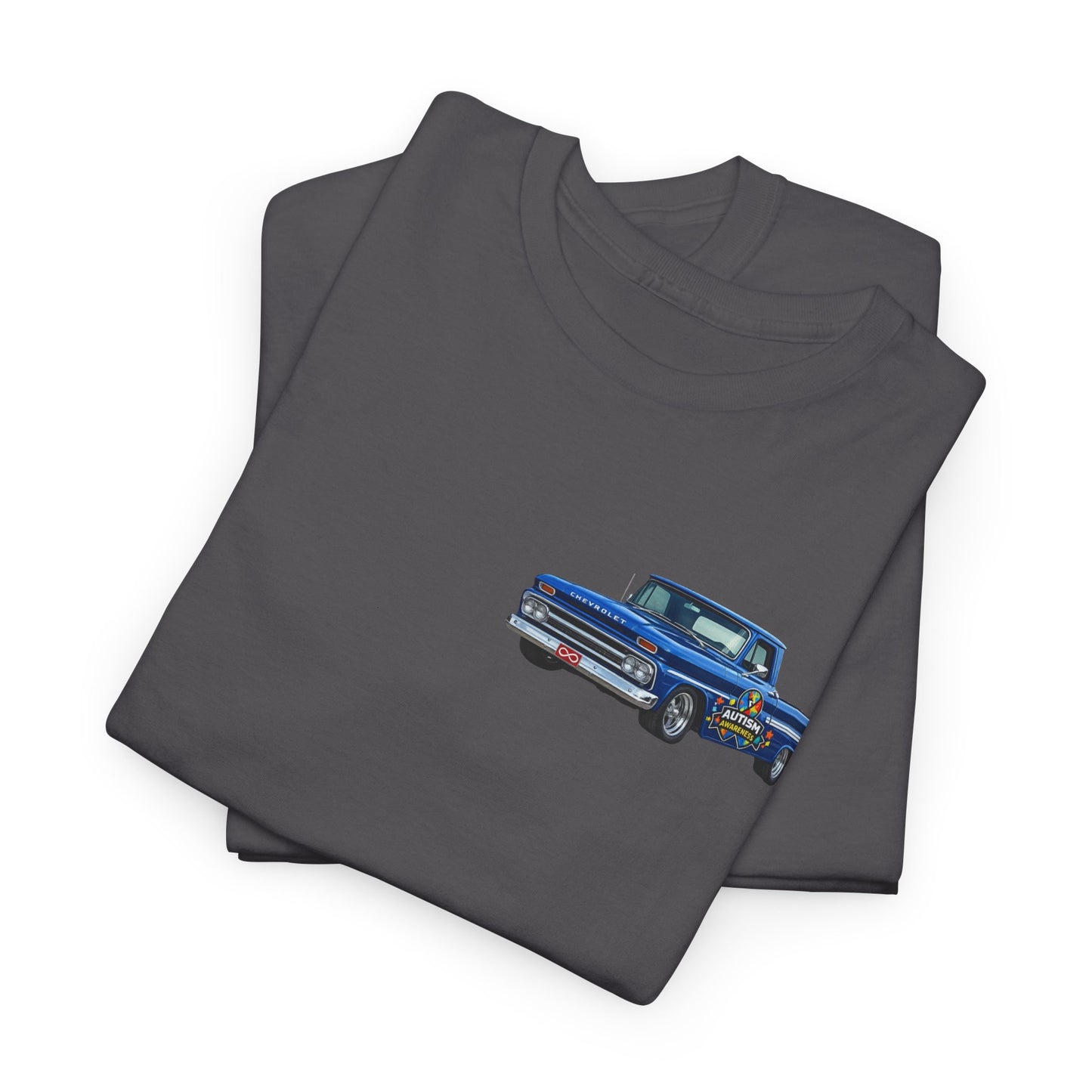 Tim’s Truck Tee- Autism Awareness Truck T-Shirt — Vintage Pickup Puzzle Ribbon Tee