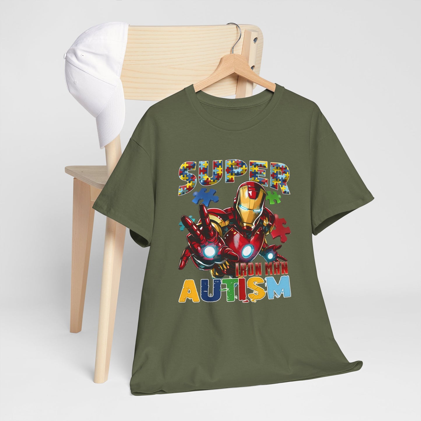 Autism Awareness Iron Man Tee — “Super Autism” Puzzle Piece Superhero Shirt