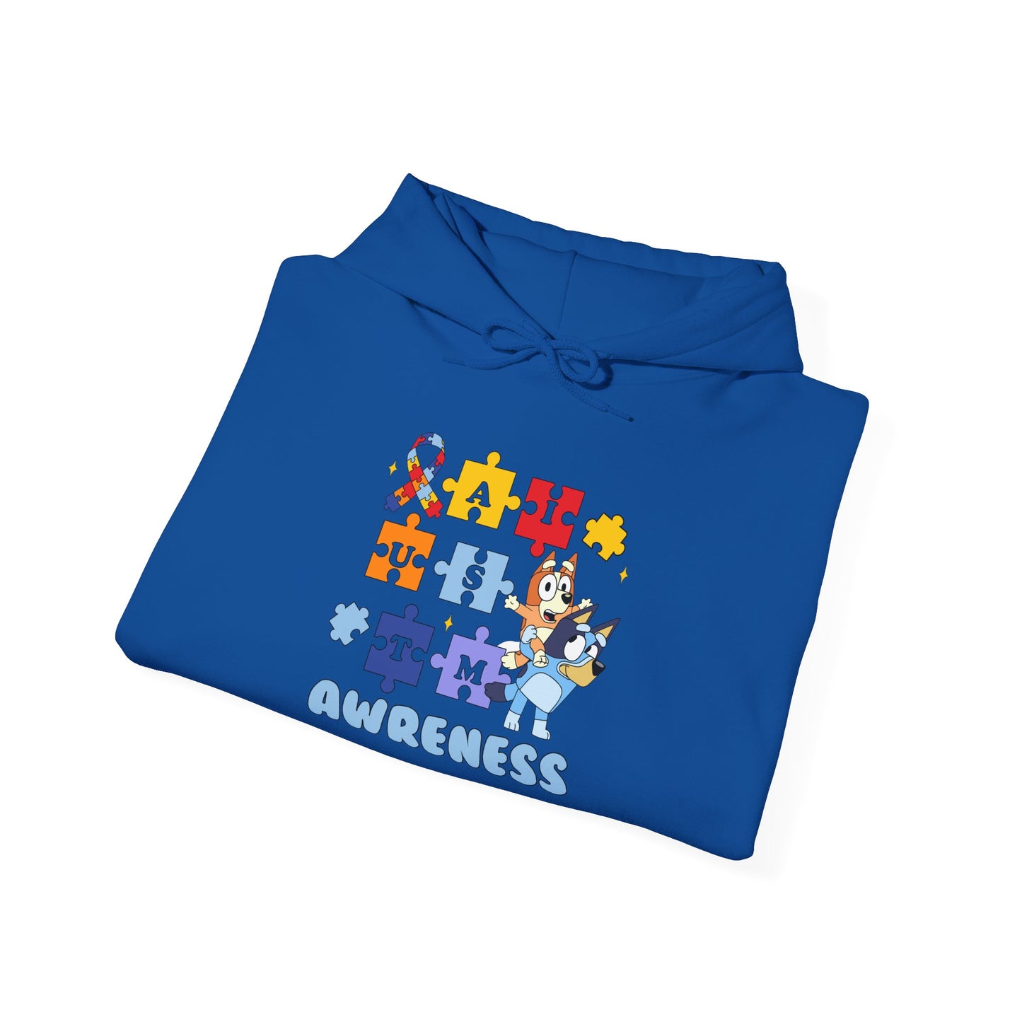 Autism Awareness Hoodie – Bluey Puzzle Ribbon Design