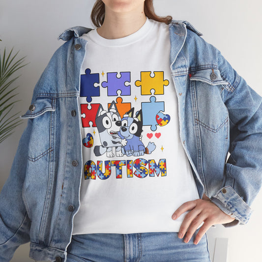 Autism Awareness Puzzle Tee — Cute Puppy Puzzle Piece Design