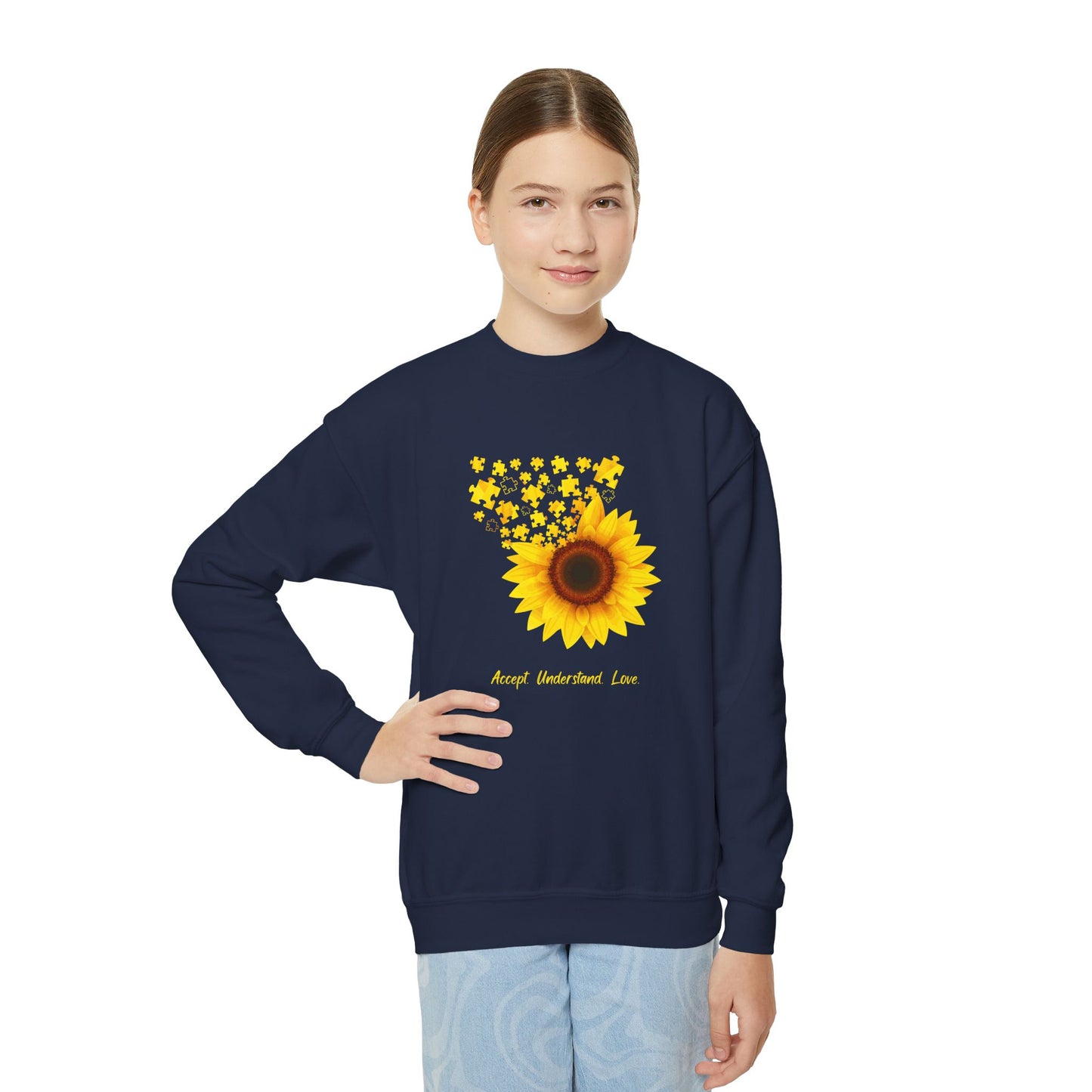 Sunflower Youth Crewneck Sweatshirt - Perfect for Spring and Everyday Wear