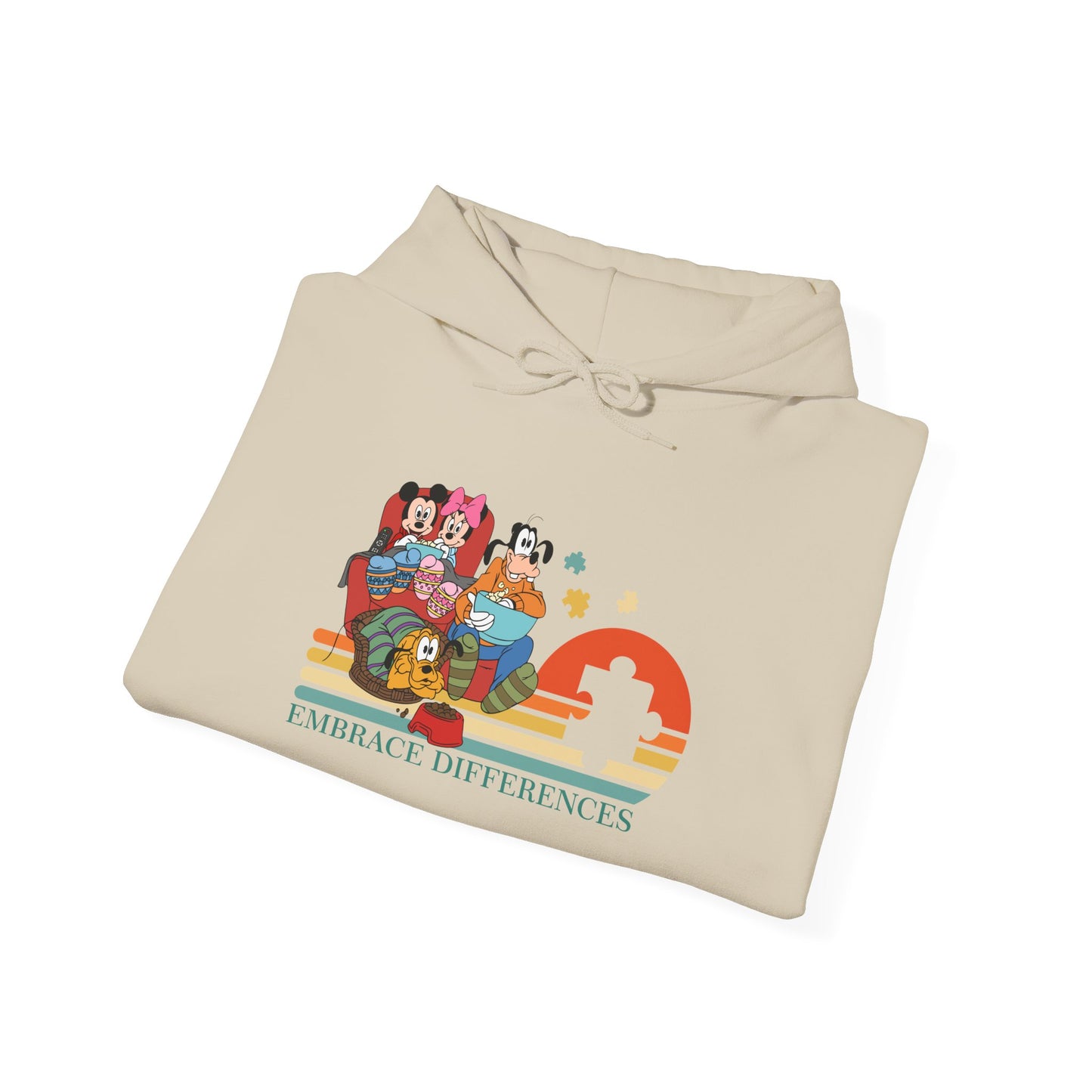 Embrace Differences Hoodie — Retro Pride Diverse Characters Graphic Sweatshirt