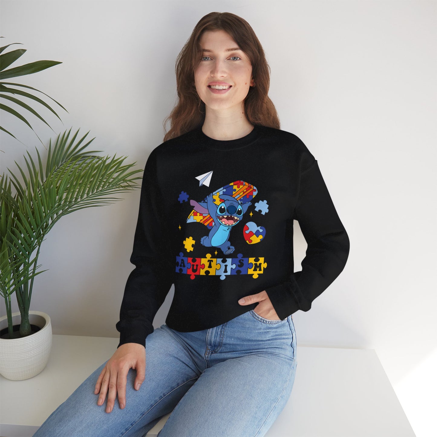 Autism Awareness Sweatshirt – Cute Stitch Puzzle Heart Design