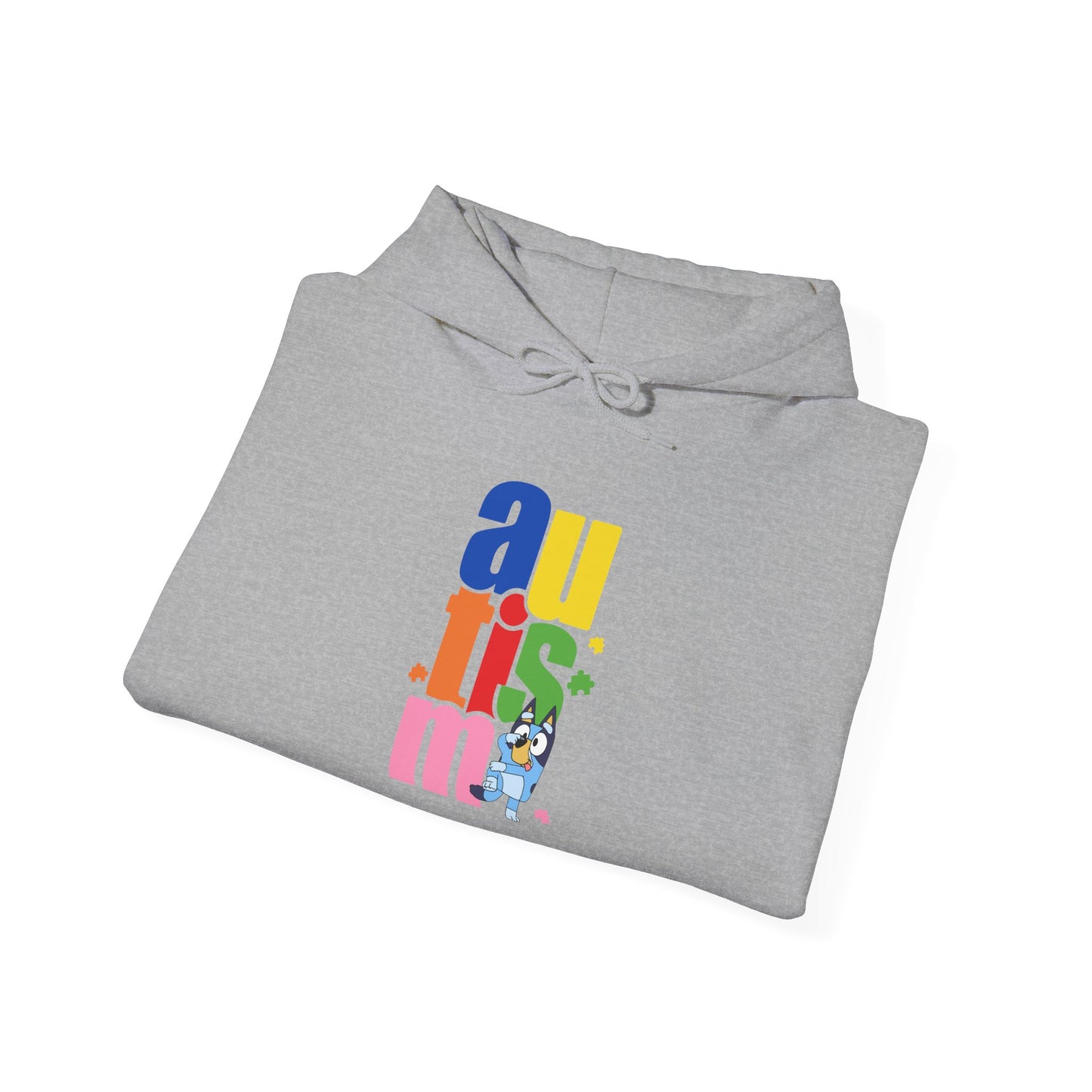 Autism Awareness Hoodie — Colorful Vertical “autism” Design