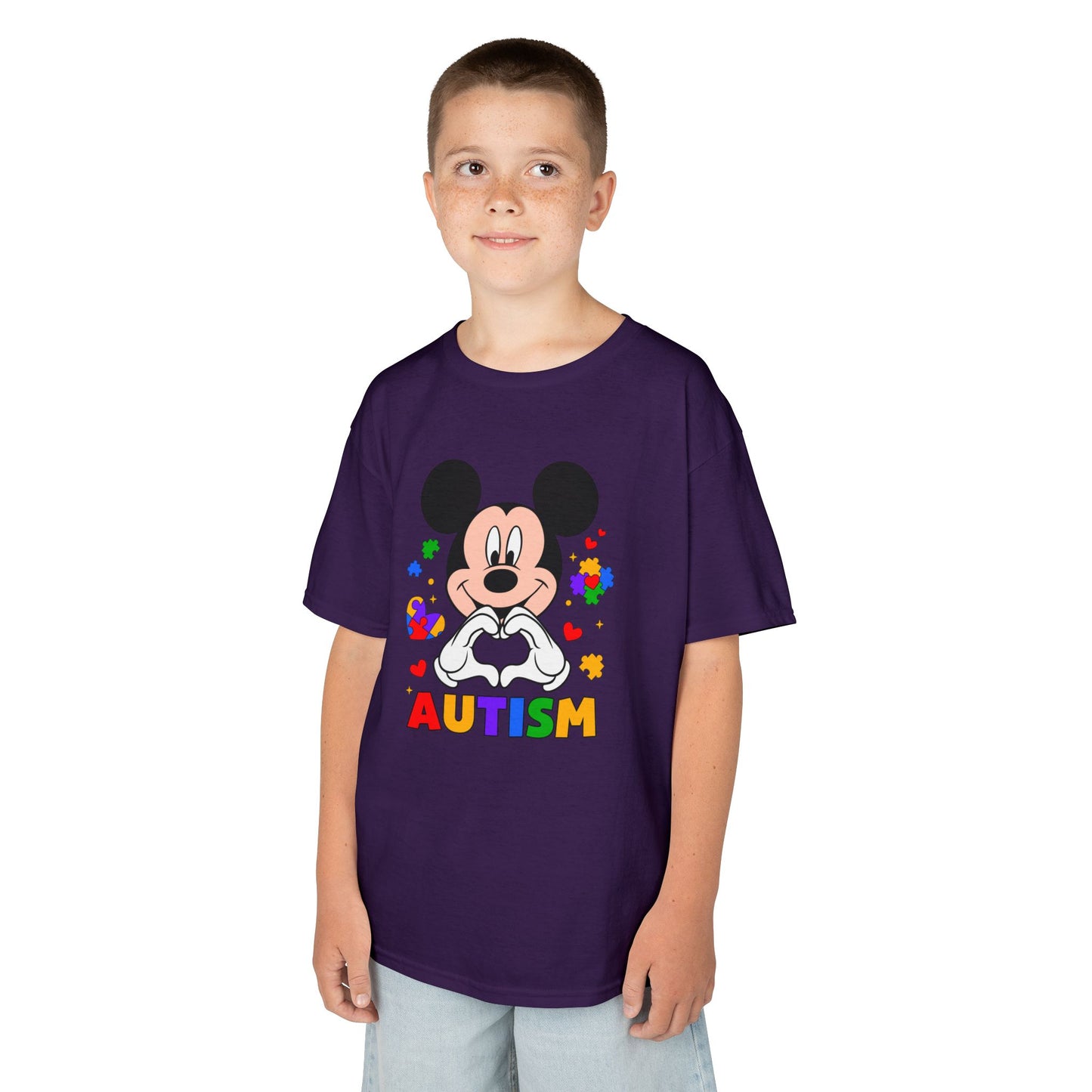 Kids Autism Awareness Tee — Colorful Puzzle Heart Design