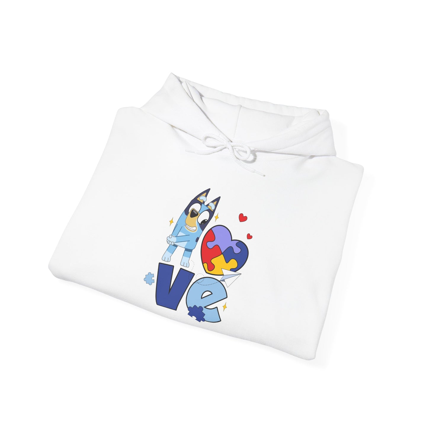 Autism Puzzle Heart Love Hoodie — Cute Inclusive Love Graphic Sweatshirt