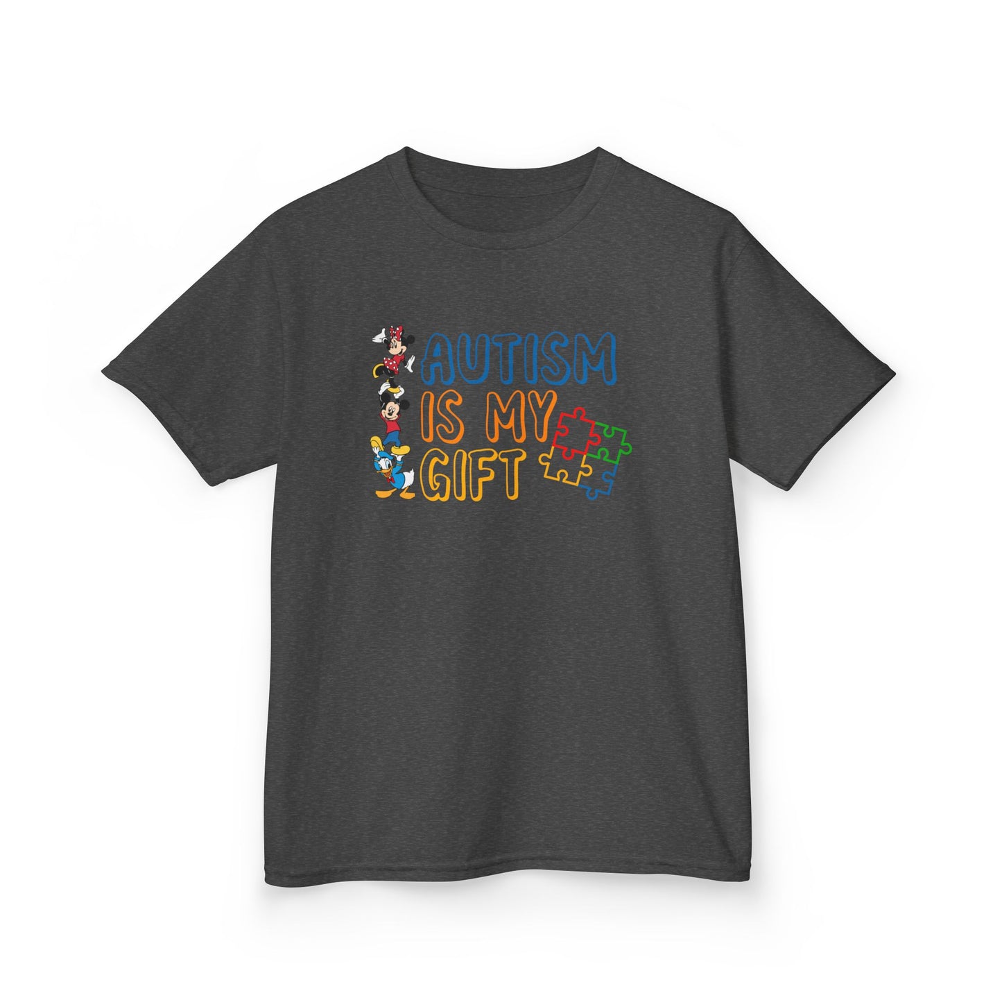 Kids Tee — "Autism Is My Gift" Colorful Puzzle Piece Design