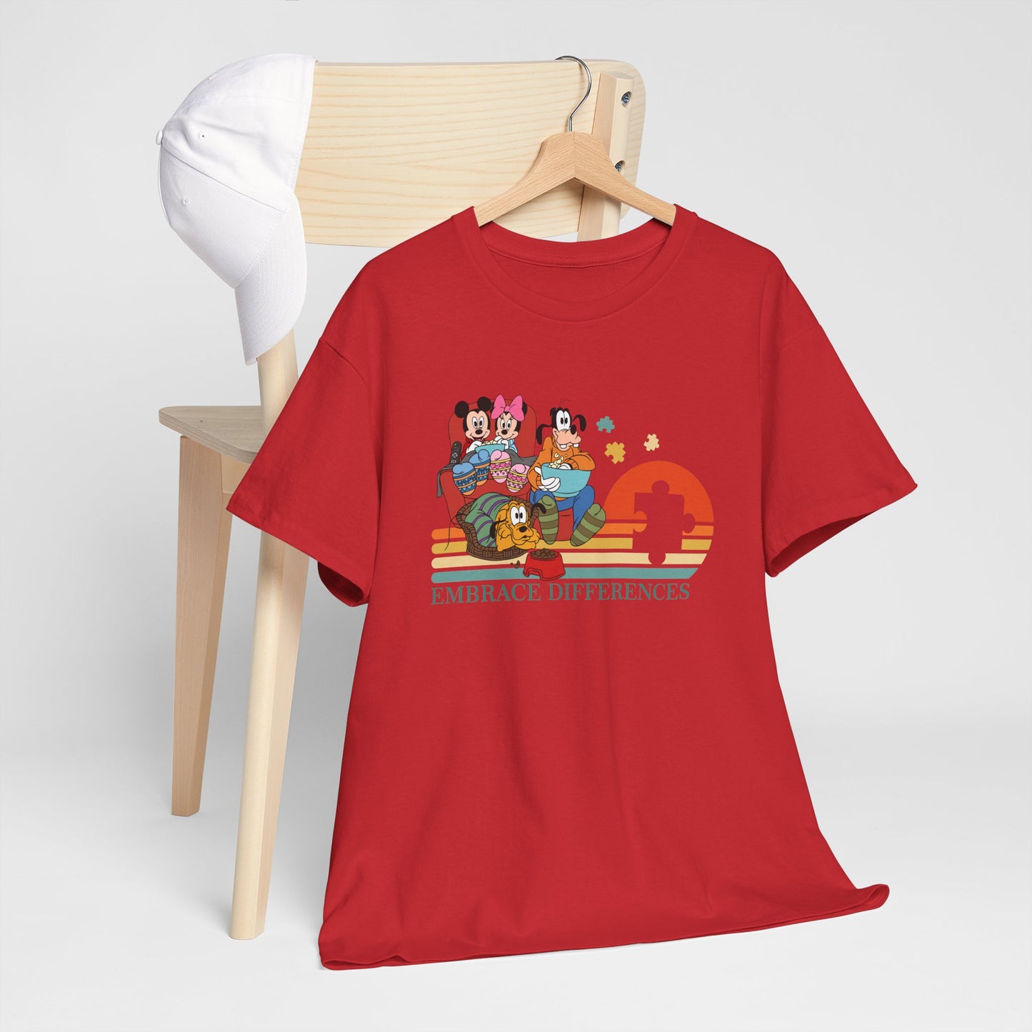 T-Shirt — 'Embrace Differences' Retro Rainbow Autism Awareness Tee