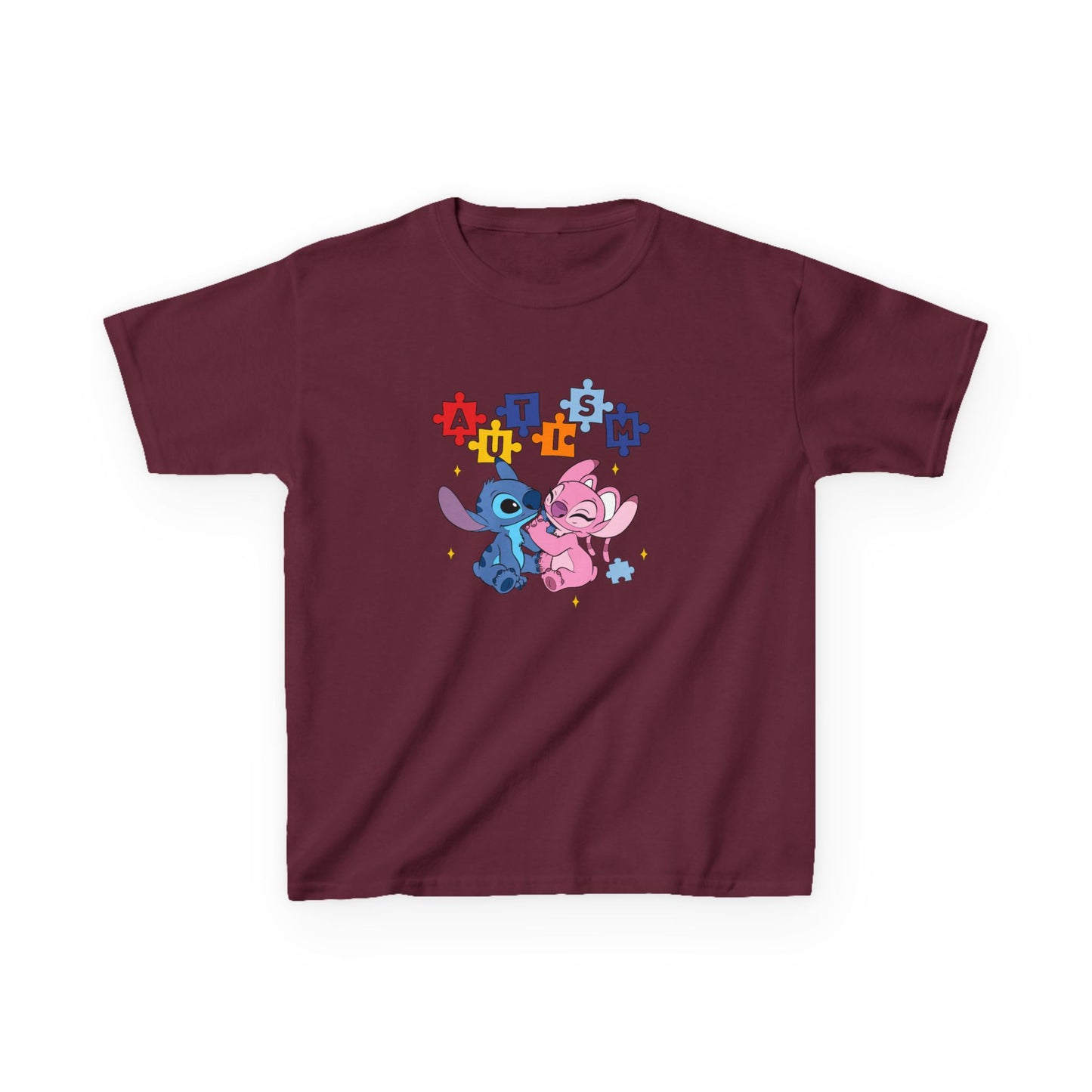 Kids Tee — Cute Stitch & Angel Heart Puzzle Design