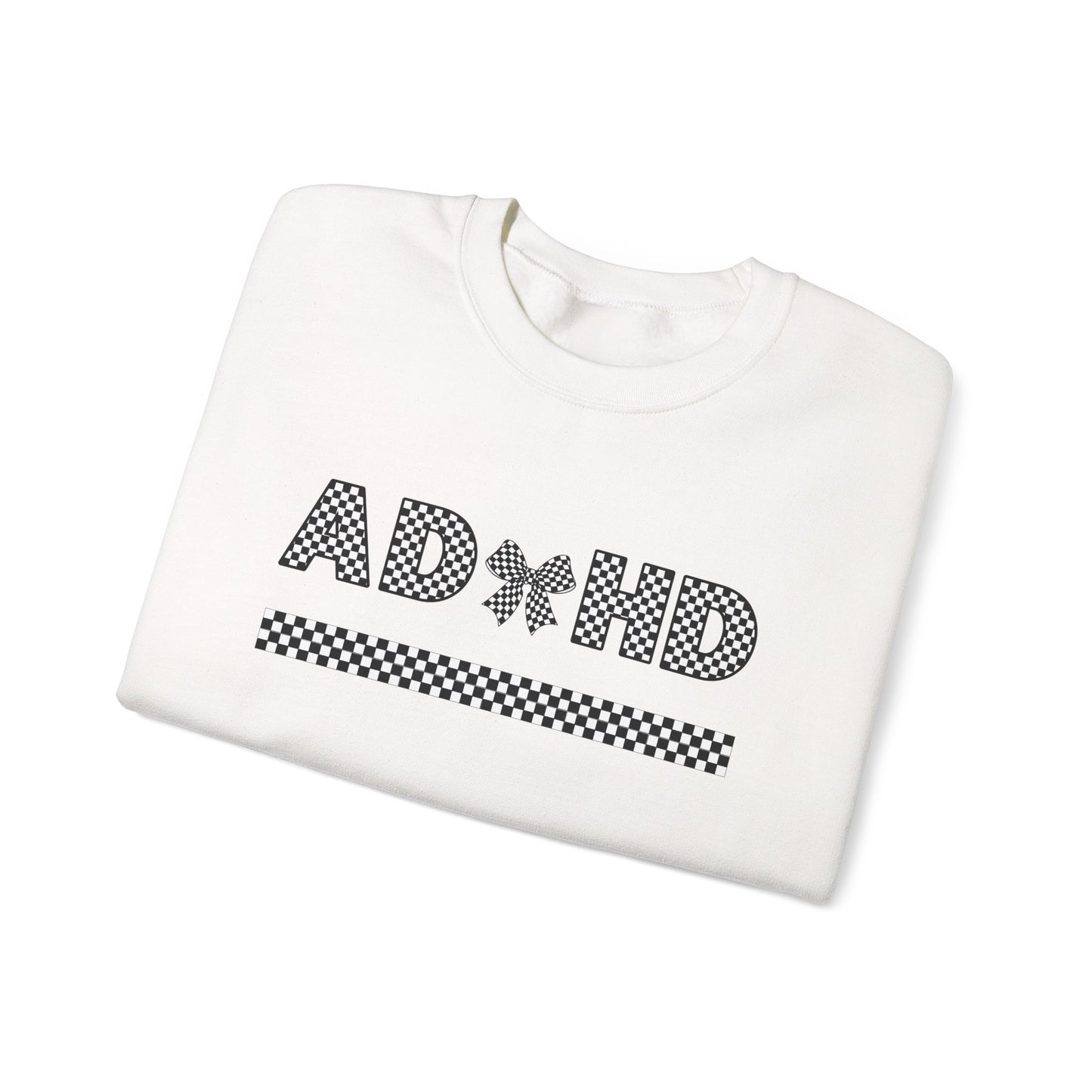ADHD Bow Checkered Crewneck Sweatshirt