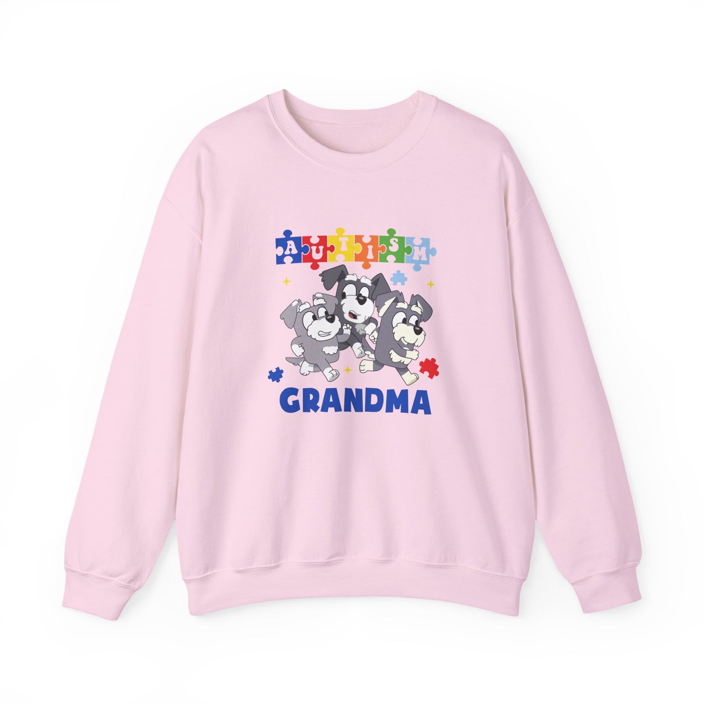 Autism Awareness Grandma Sweatshirt – Puzzle Paw Print Design