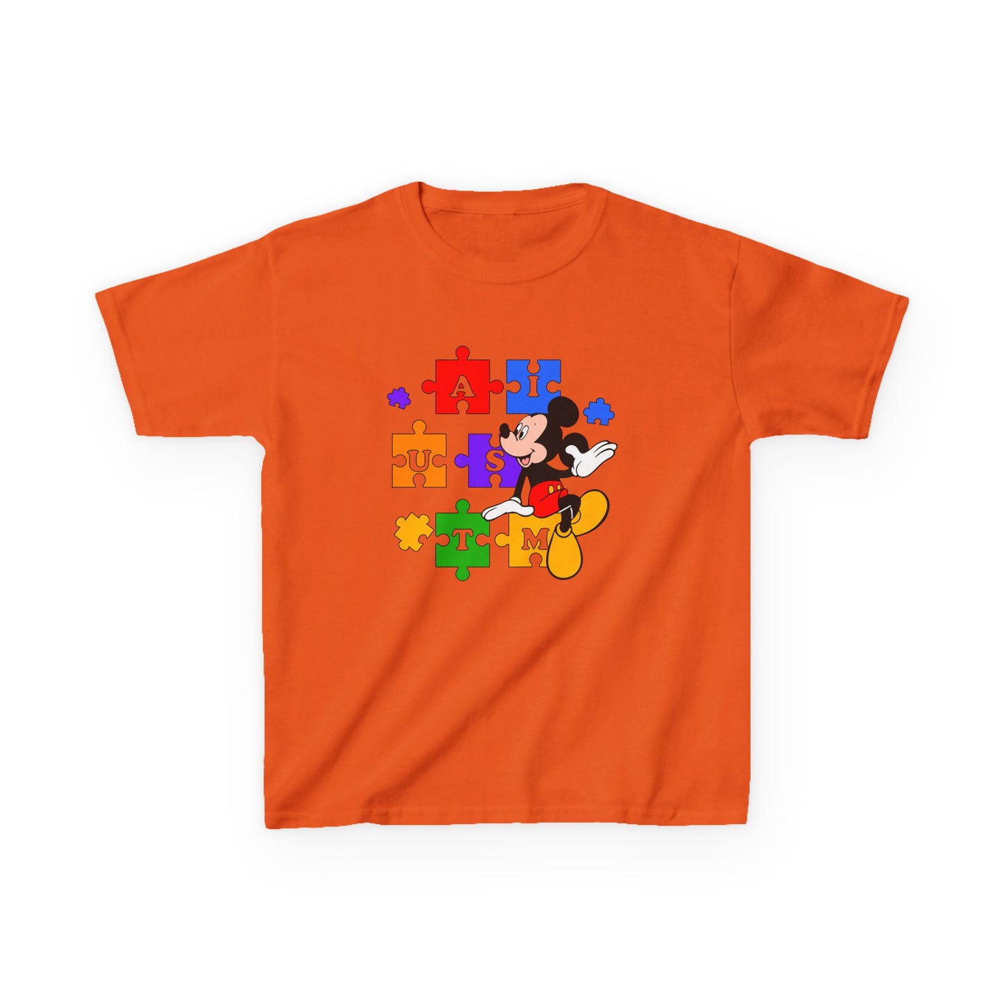 Kids Tee — Mickey Mouse Autism Puzzle Pieces Design
