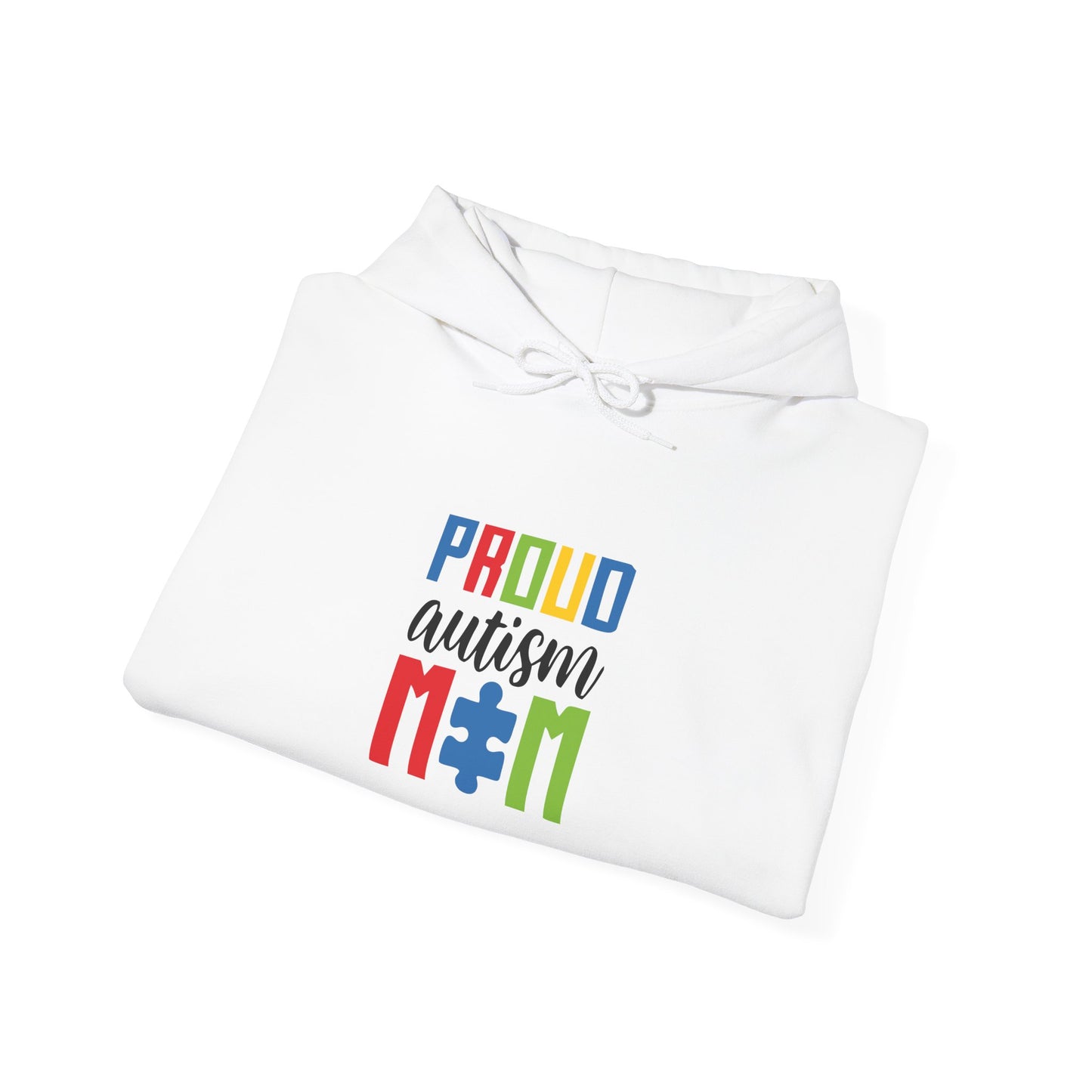 Proud Autism Mom Hoodie — Colorful Puzzle Piece Awareness Sweatshirt