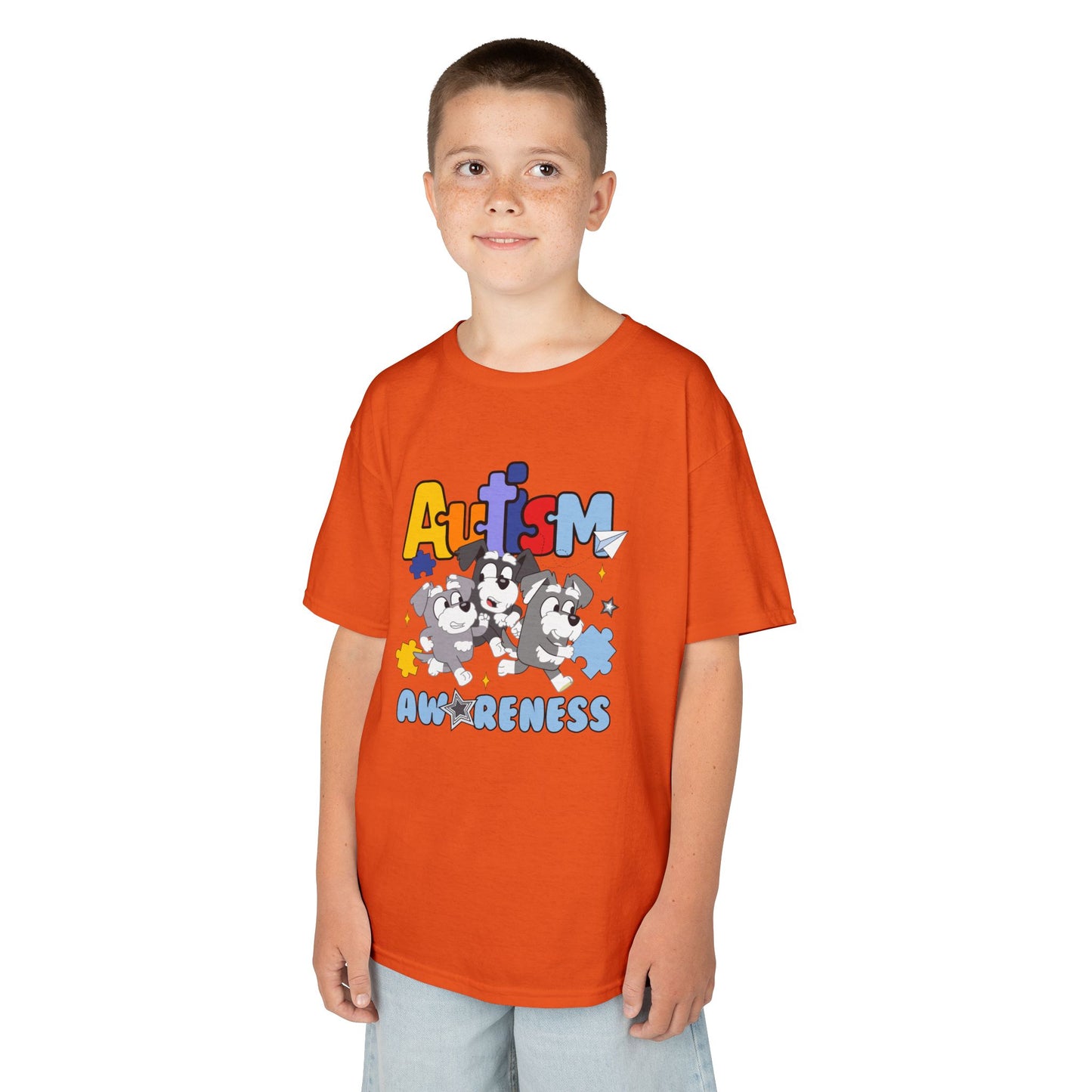 Kids Tee — 'Autism Awareness' Colorful Puzzle Heart Design