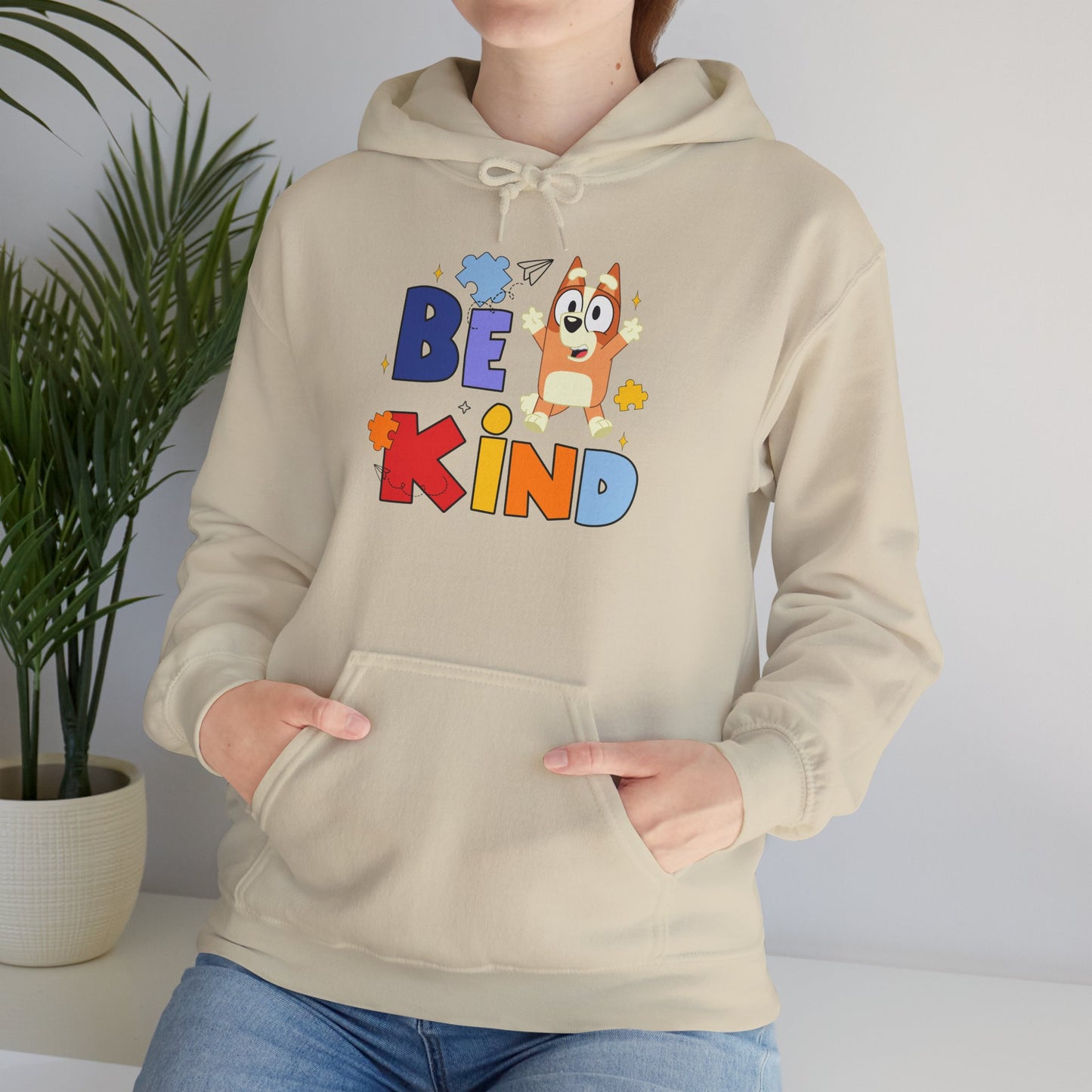 Be Kind Kids Hoodie – Colorful Cartoon Puppy Graphic Hoodie