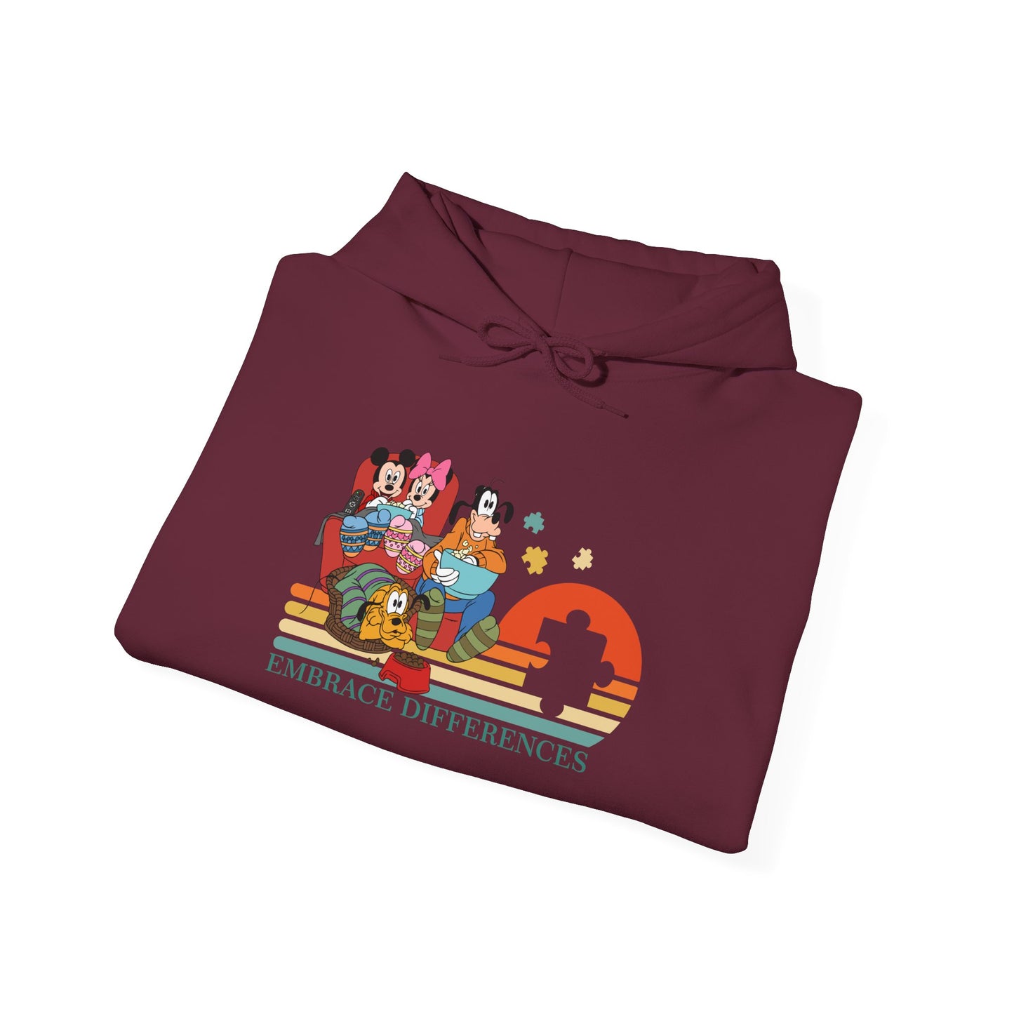 Embrace Differences Hoodie — Retro Pride Diverse Characters Graphic Sweatshirt