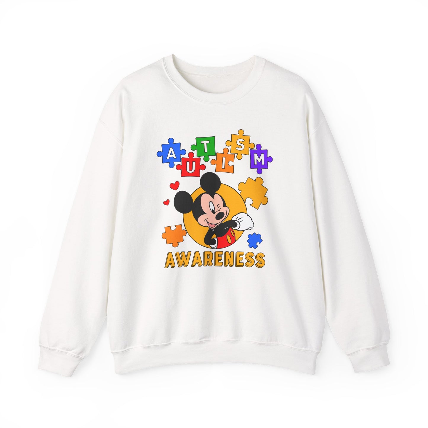 Autism Awareness Crewneck Sweatshirt — Puzzle Heart Character Design