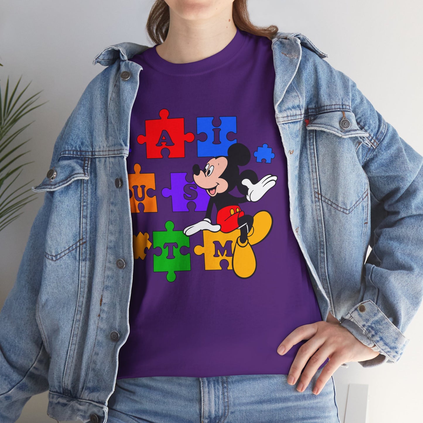 Autism Puzzle Mickey T-Shirt — Colorful Puzzle Pieces "AUTISM" Design