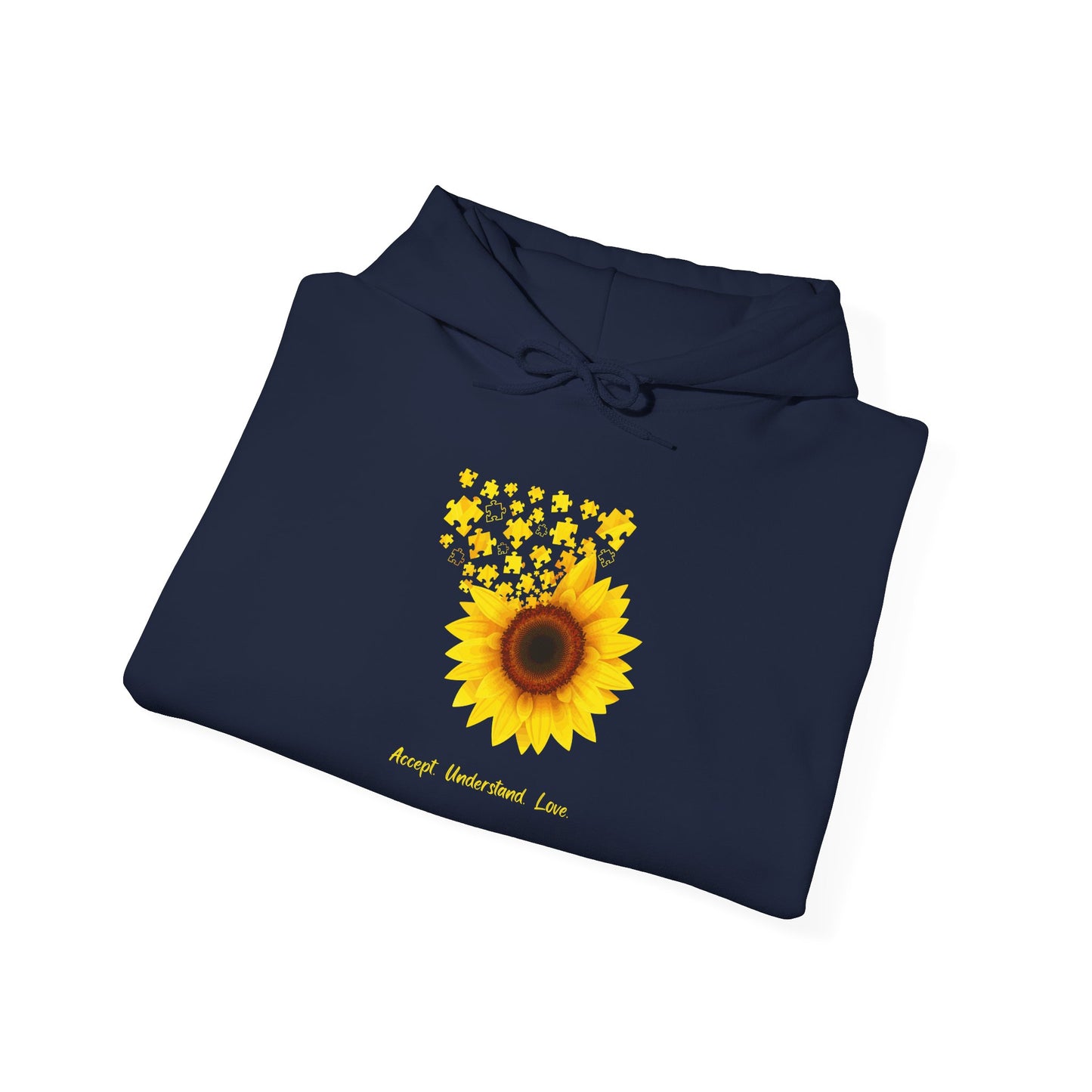 Sunflower Love Autism Awareness Advocate Hoodie — Joyful Floral Hooded Sweatshirt