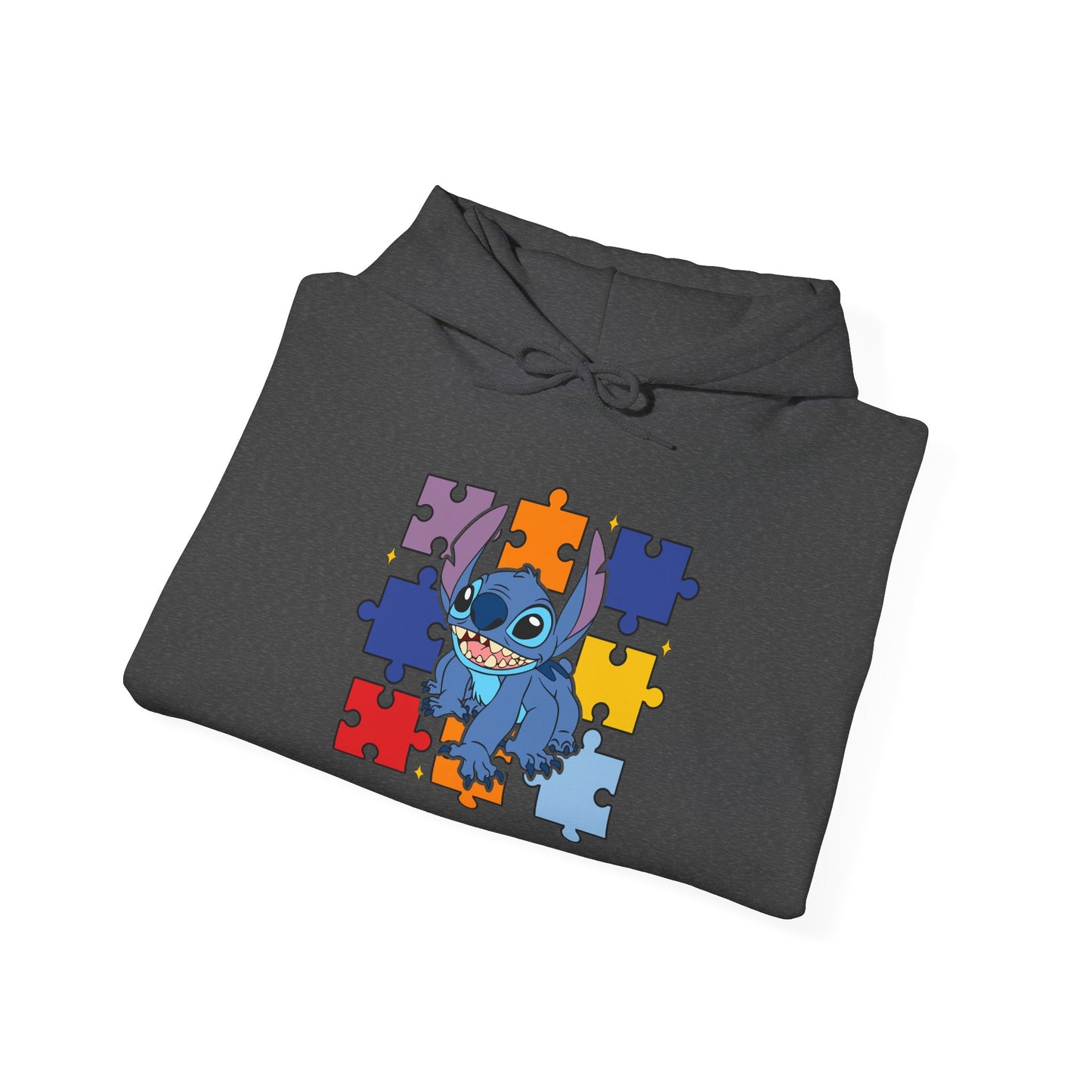 Autism Puzzle Heart Hoodie — Cute Blue Character Puzzle Piece Awareness Sweatshirt