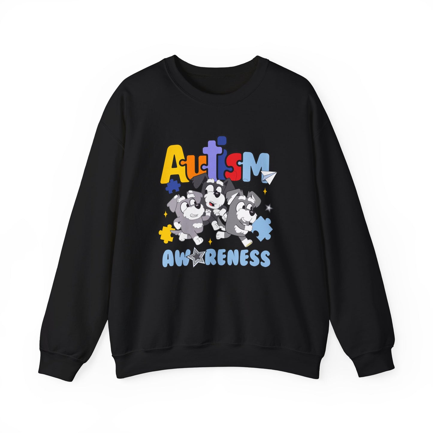 Autism Awareness Crewneck Sweatshirt – Colorful Puzzle Piece Design
