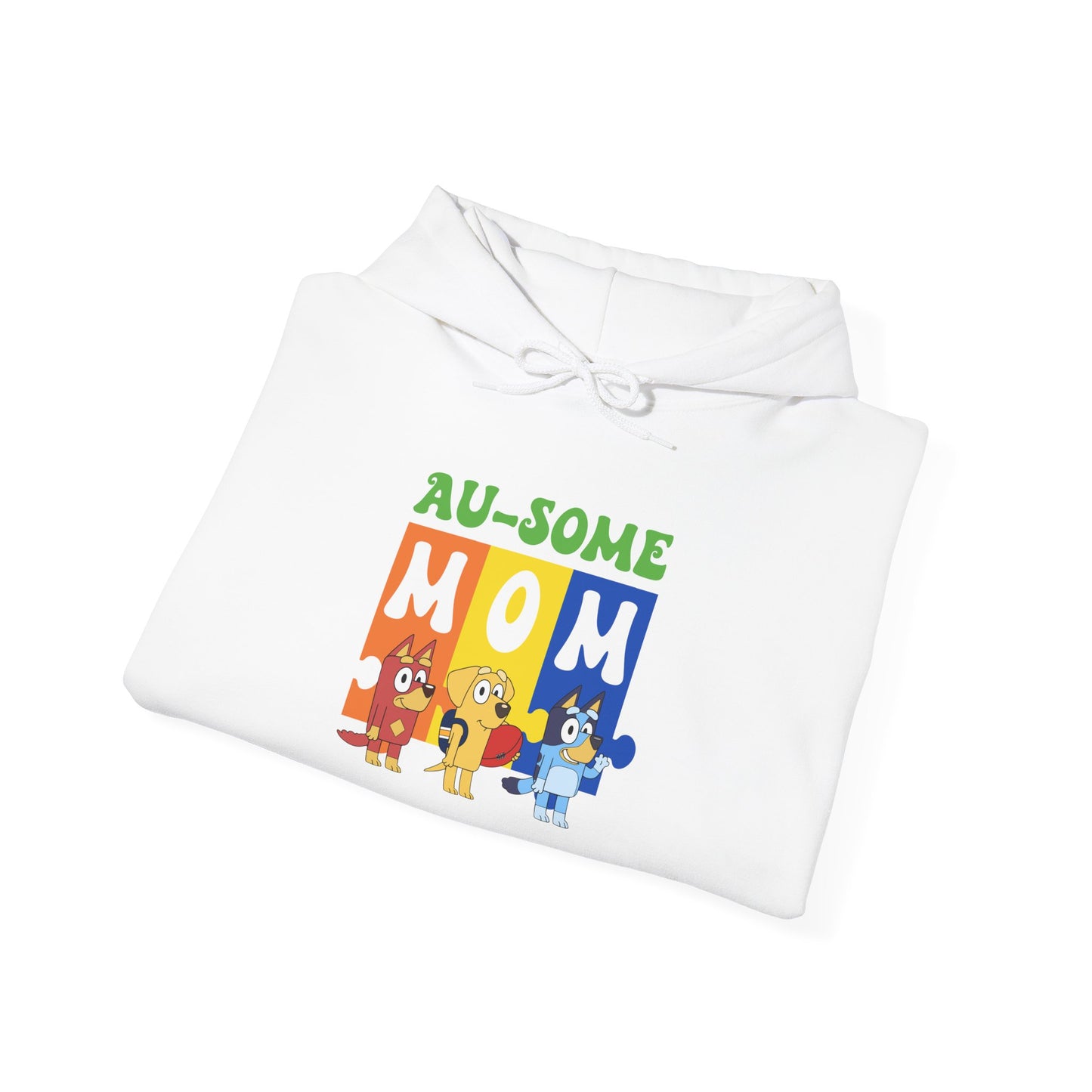 Au-some Mom Hoodie — Colorful Puzzle Piece Autism Awareness Sweatshirt