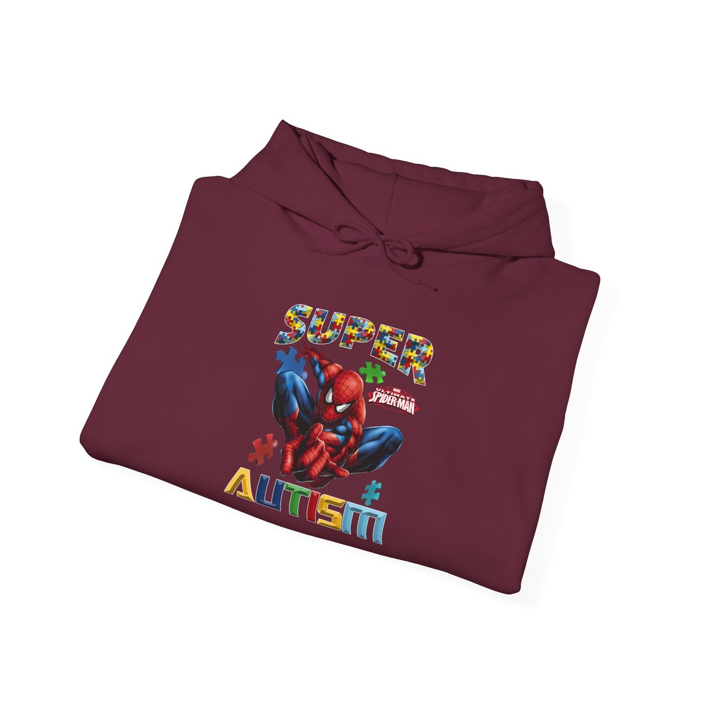 Autism Awareness Hoodie – "Super for Autism" Colorful Puzzle Hero Design